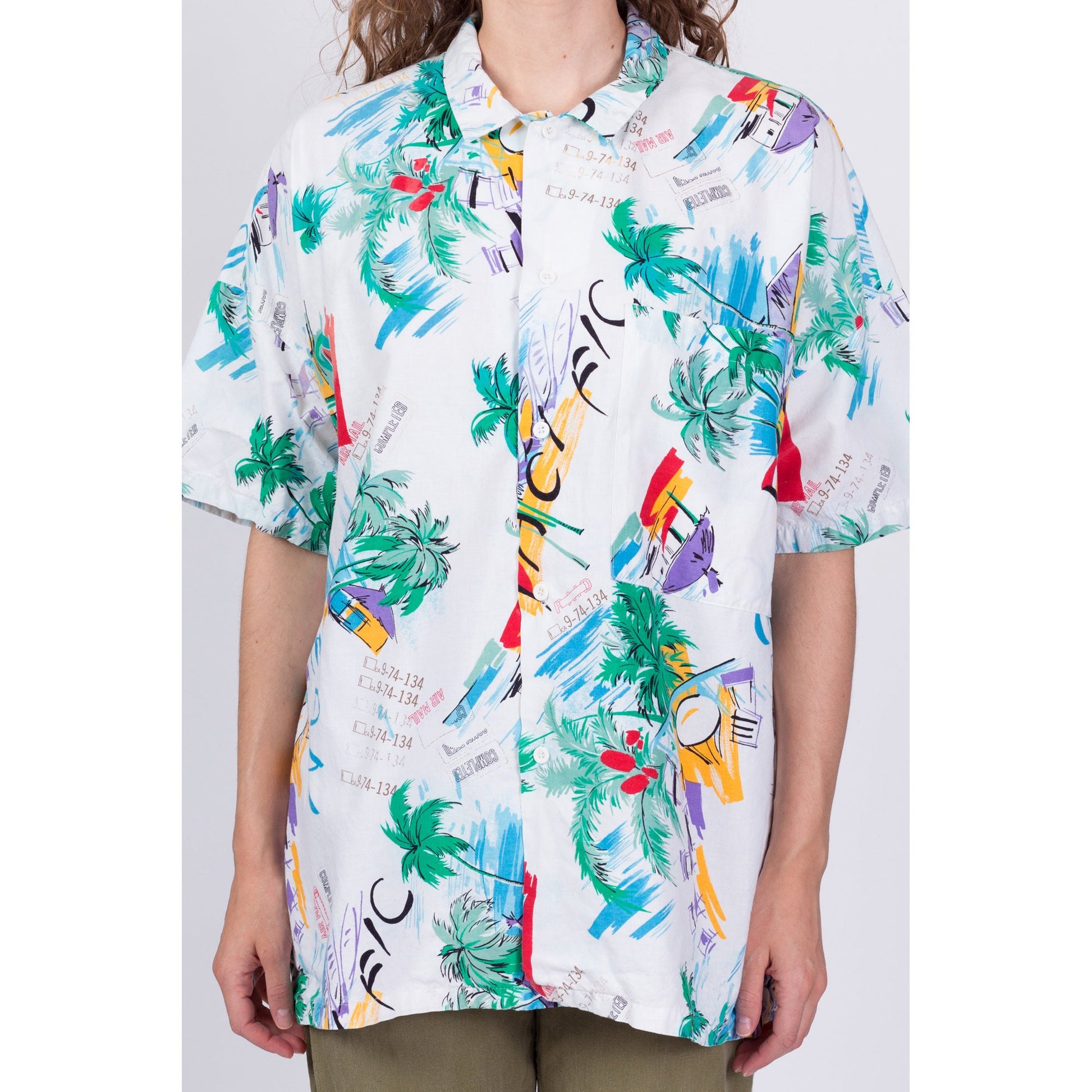 80s OP Ocean Pacific Hawaiian Rayon Aloha Shirt - Men's Extra Large 