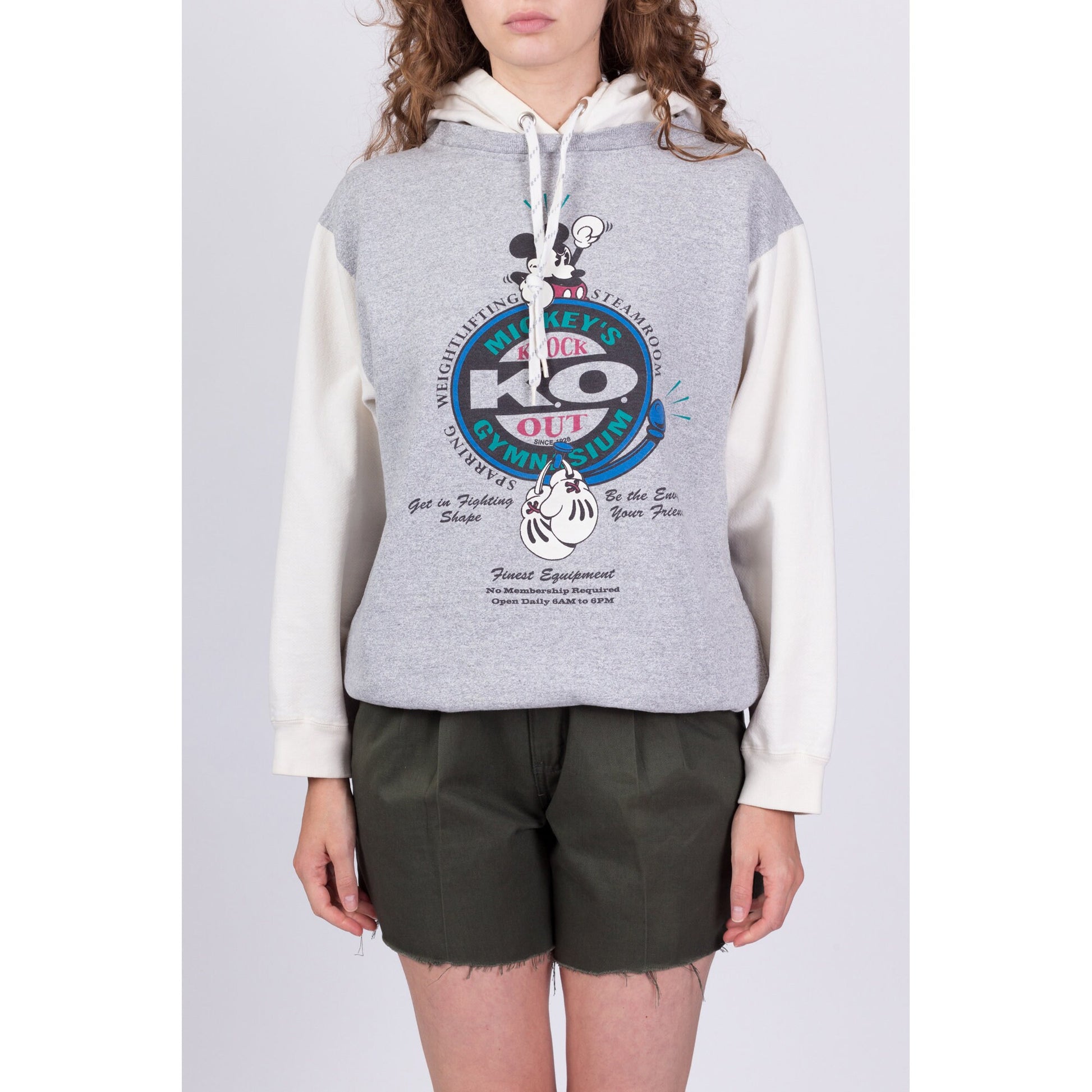 90s Mickey Mouse Boxing Hoodie - Unisex Medium 
