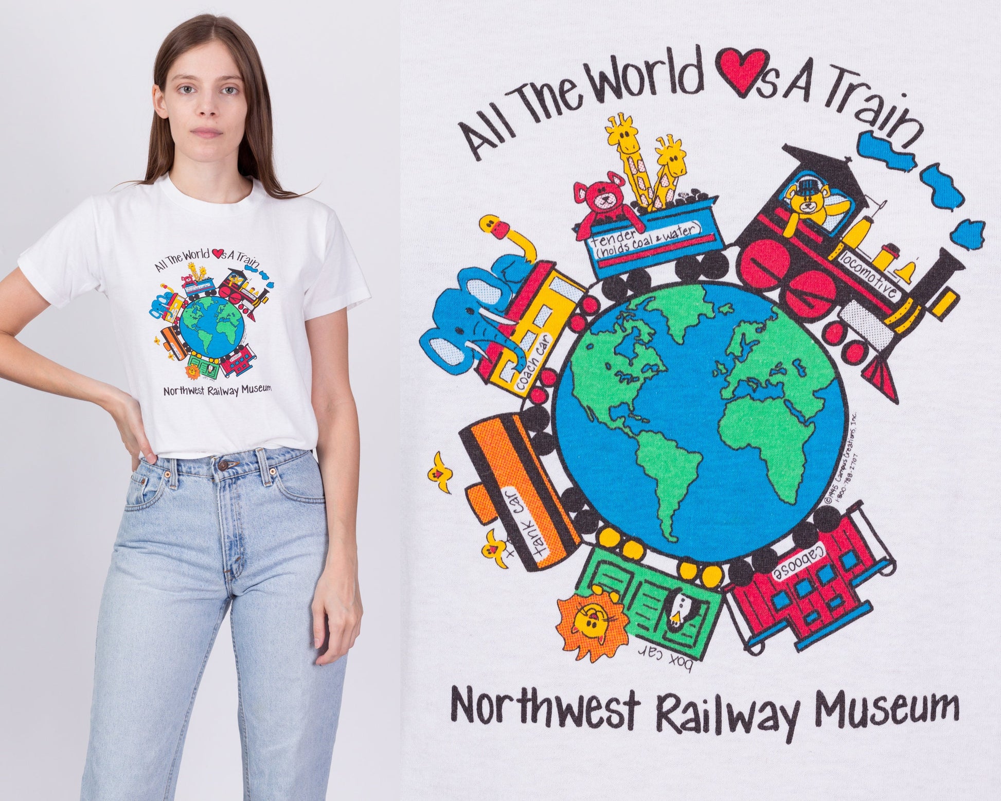 90s "The World Loves A Train" Railway Museum Tee - Extra Small 