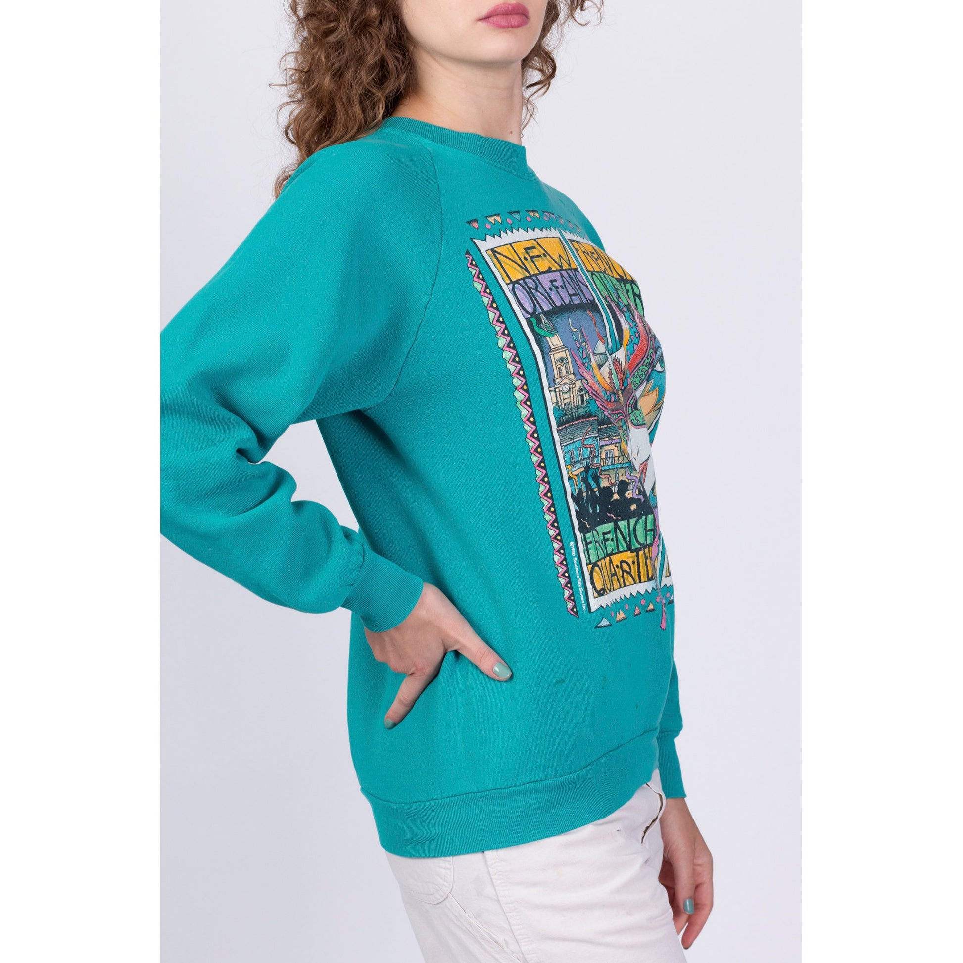 90s New Orleans French Quarter Masquerade Sweatshirt - Men's Small, Women's Medium 
