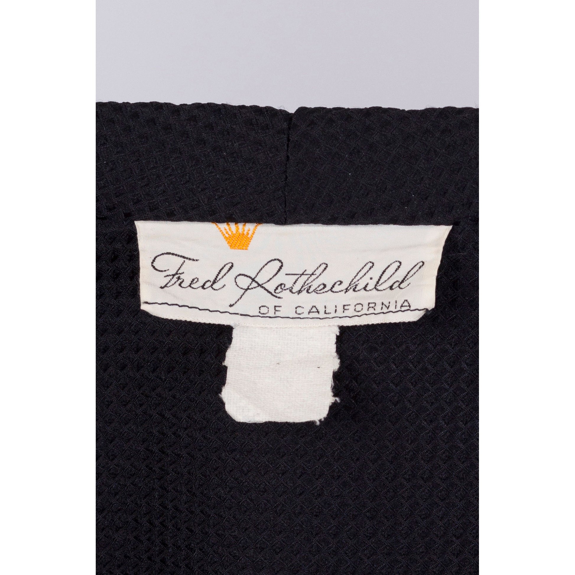 70s Fred Rothschild Black & White Waffle Textured Dress - Medium 