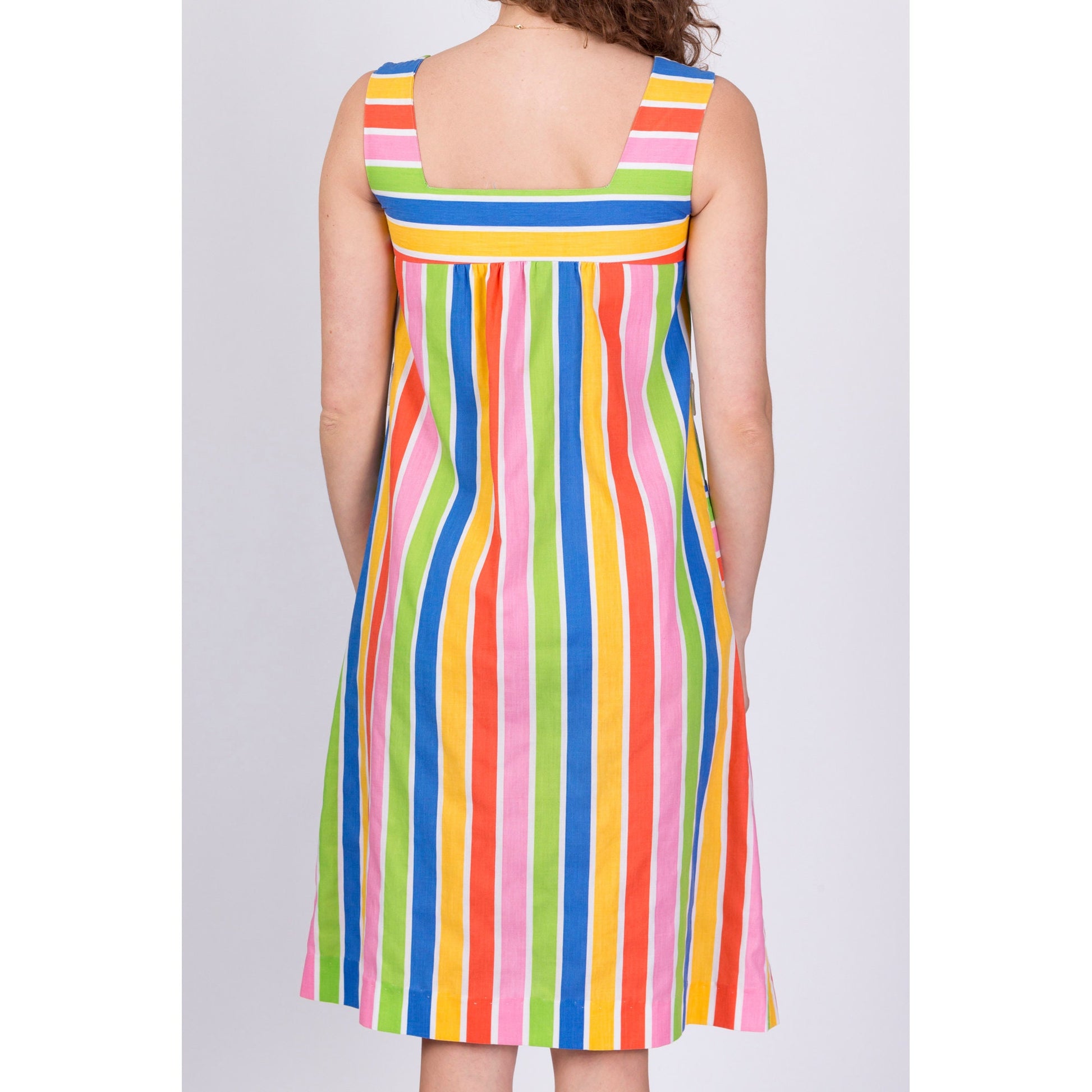 Vintage 70s Rainbow Striped Midi Dress - Petite XS 