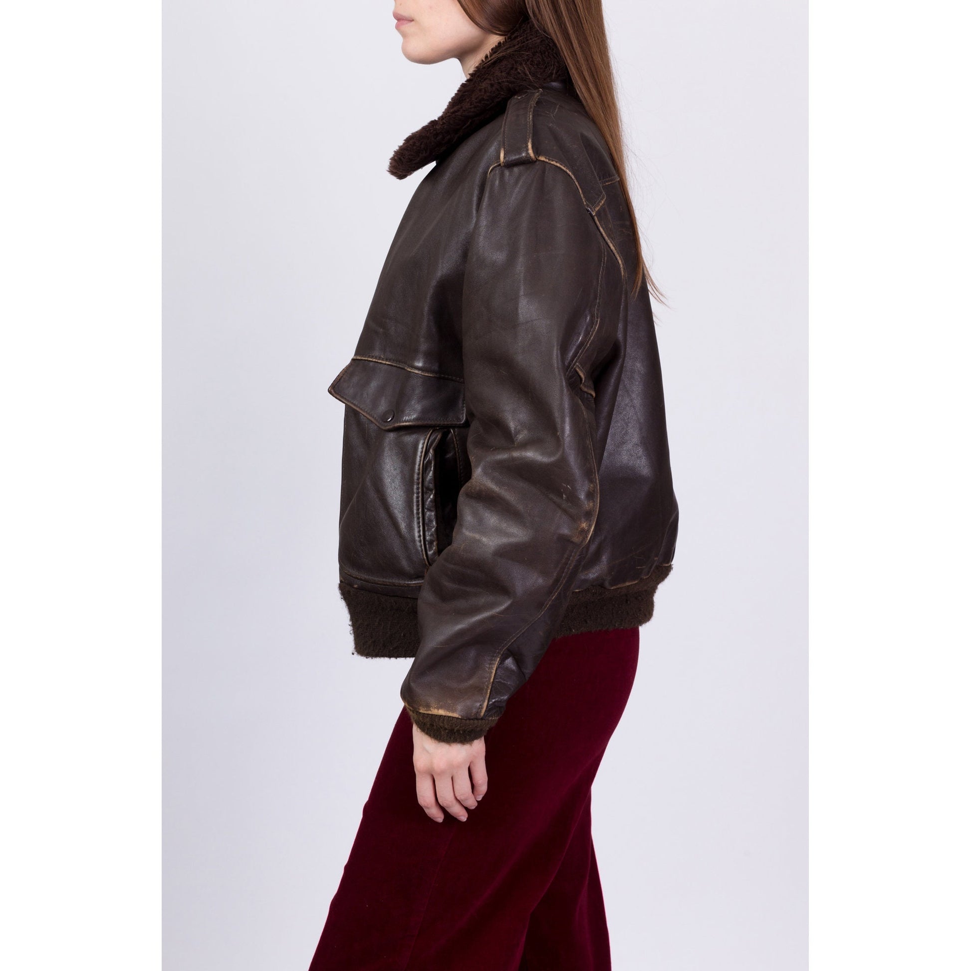 70s Schott G-1 Brown Leather Bomber Flight Jacket - Men's Large, Women's XL 