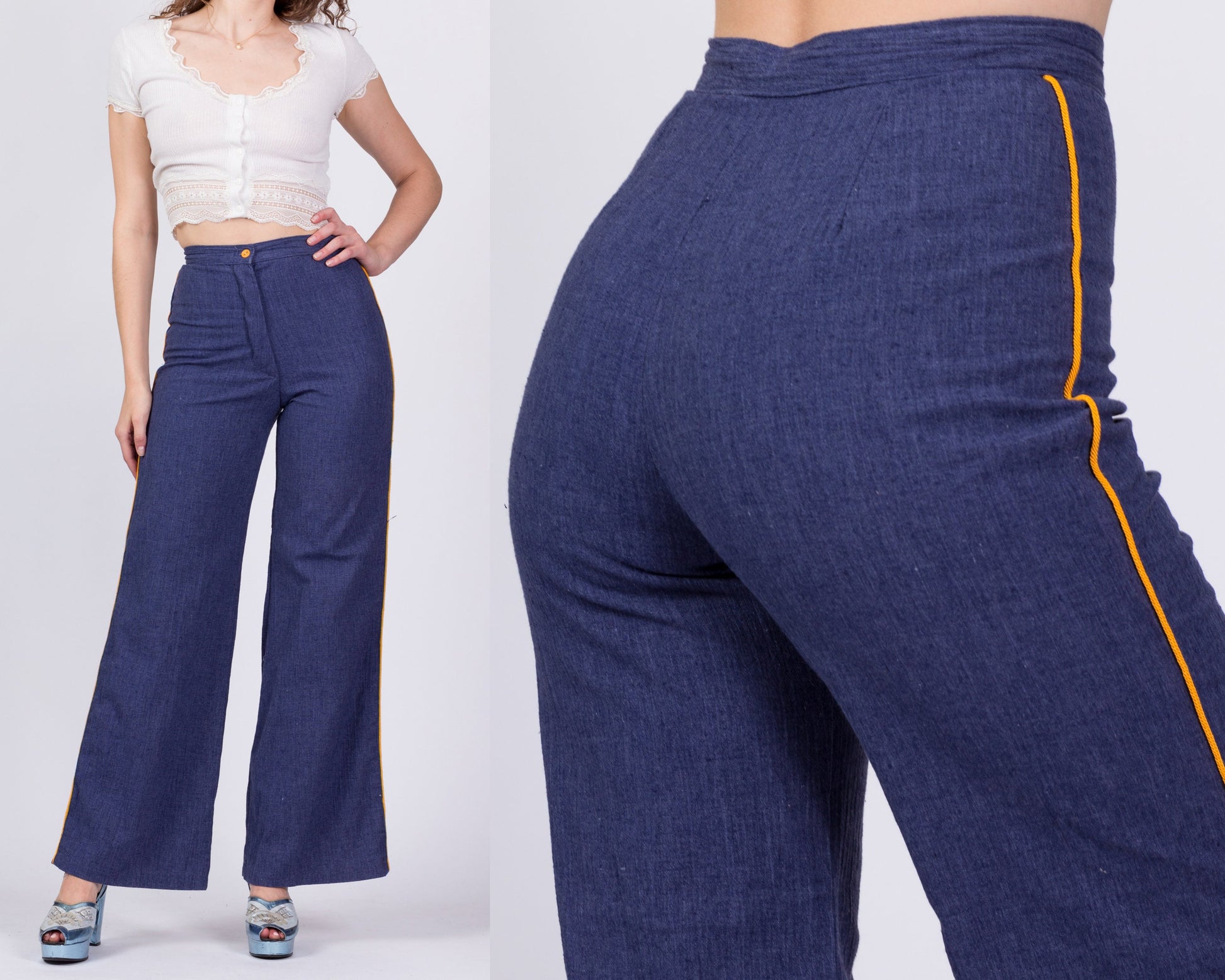 70s High Waisted Bell Bottom Jeans - Extra Small, 25 – Flying Apple Vintage