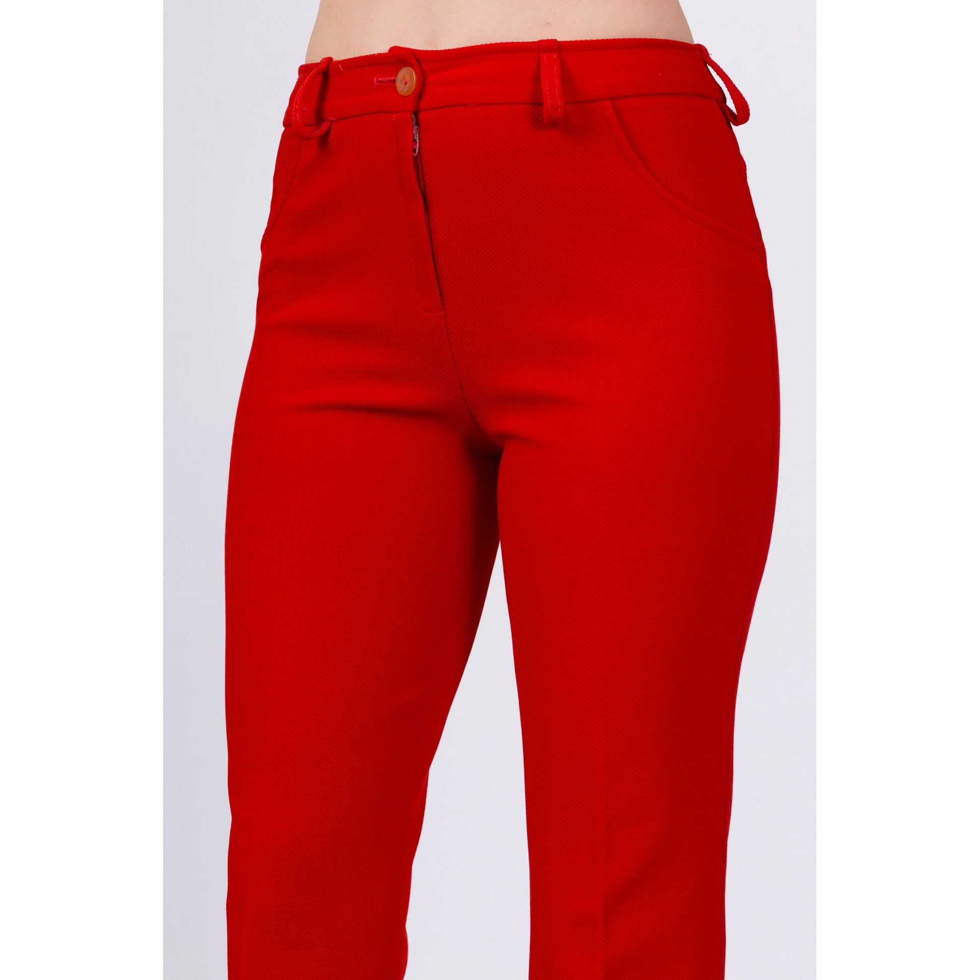 70s Red Mid-Rise Pants - Men's XS, Women's Small 