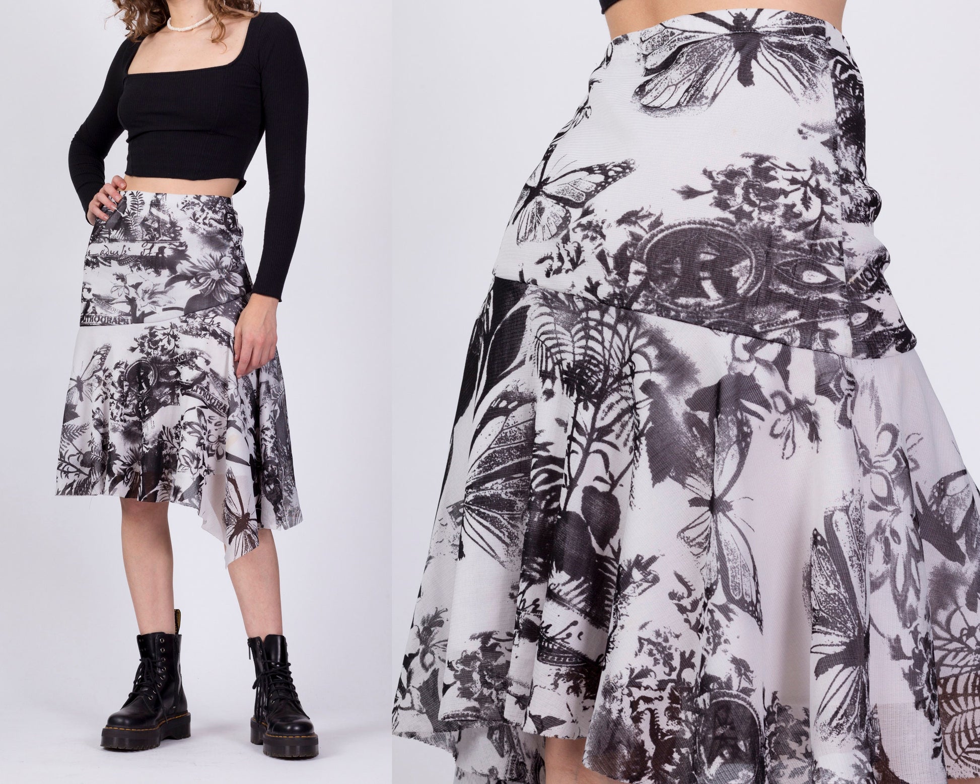 90s Joseph Ribkoff Lithograph Print Skirt - Medium, 27"-30" 