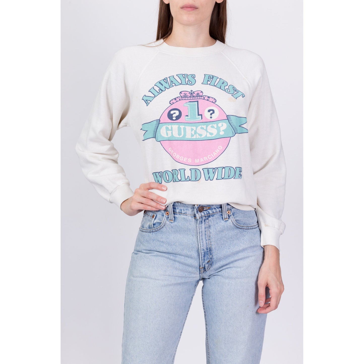 80s Guess Worldwide Sweatshirt - Men's Small, Women's Medium 
