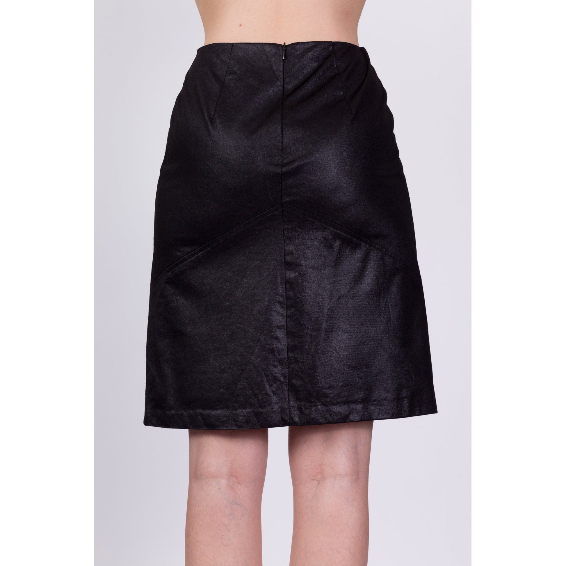 90s Black Mini Pencil Skirt - Extra Small, 24" 