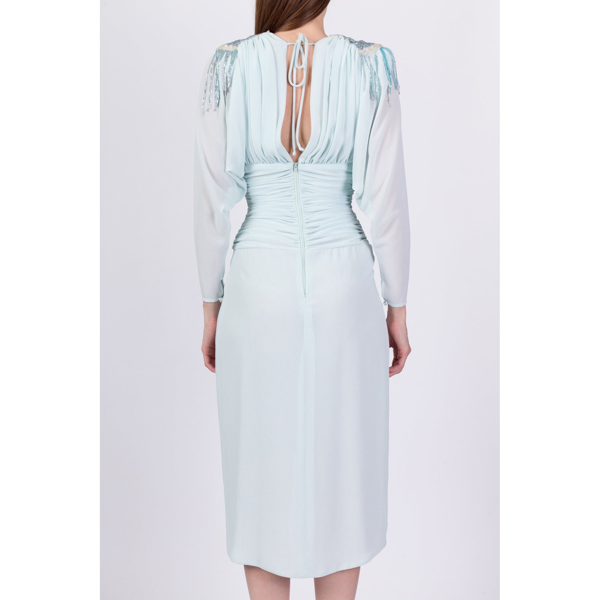 Vintage 80s Casadei Beaded Cocktail Dress - Extra Small 