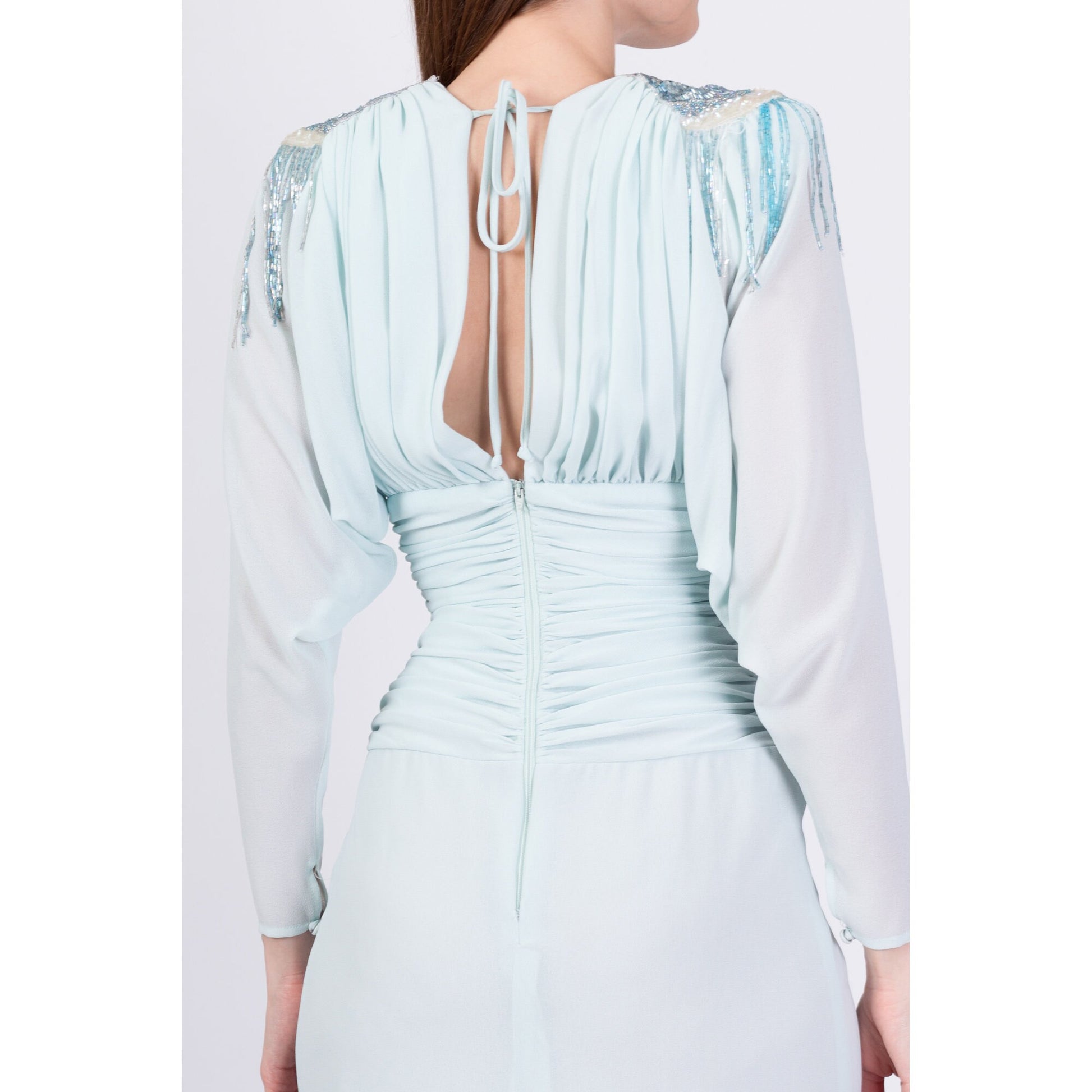 Vintage 80s Casadei Beaded Cocktail Dress - Extra Small 