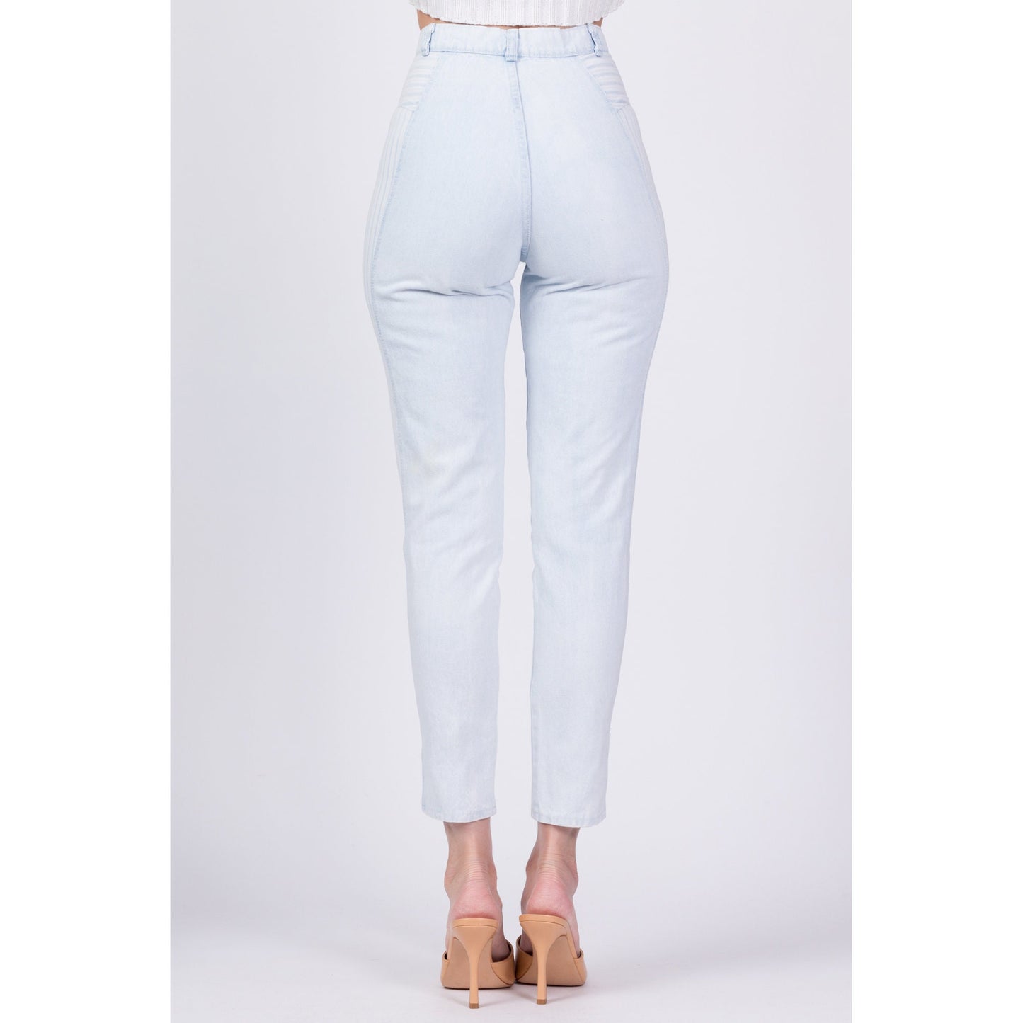 80s High Waist Striped Skinny Jeans - Extra Small, 25" 