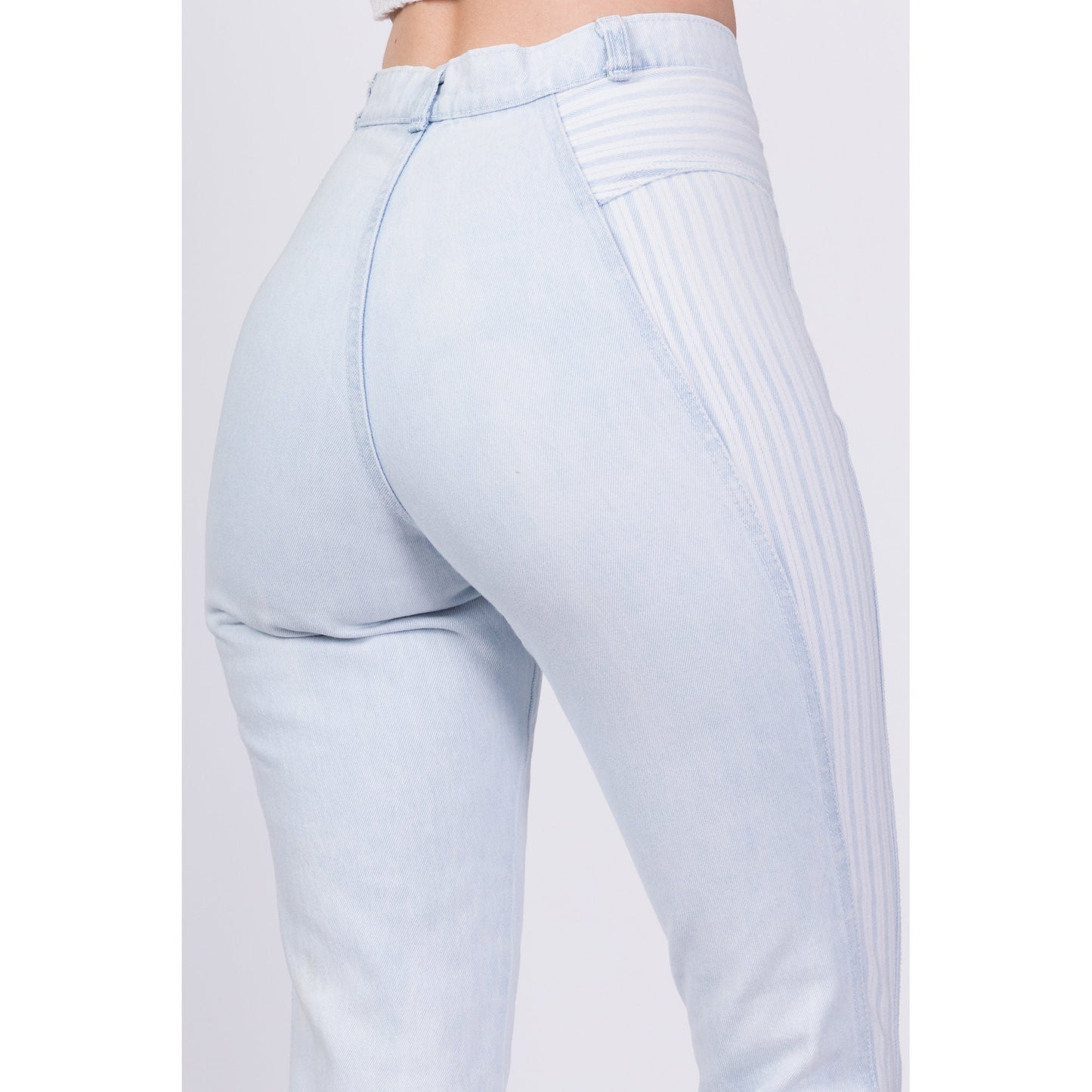 80s High Waist Striped Skinny Jeans - Extra Small, 25" 
