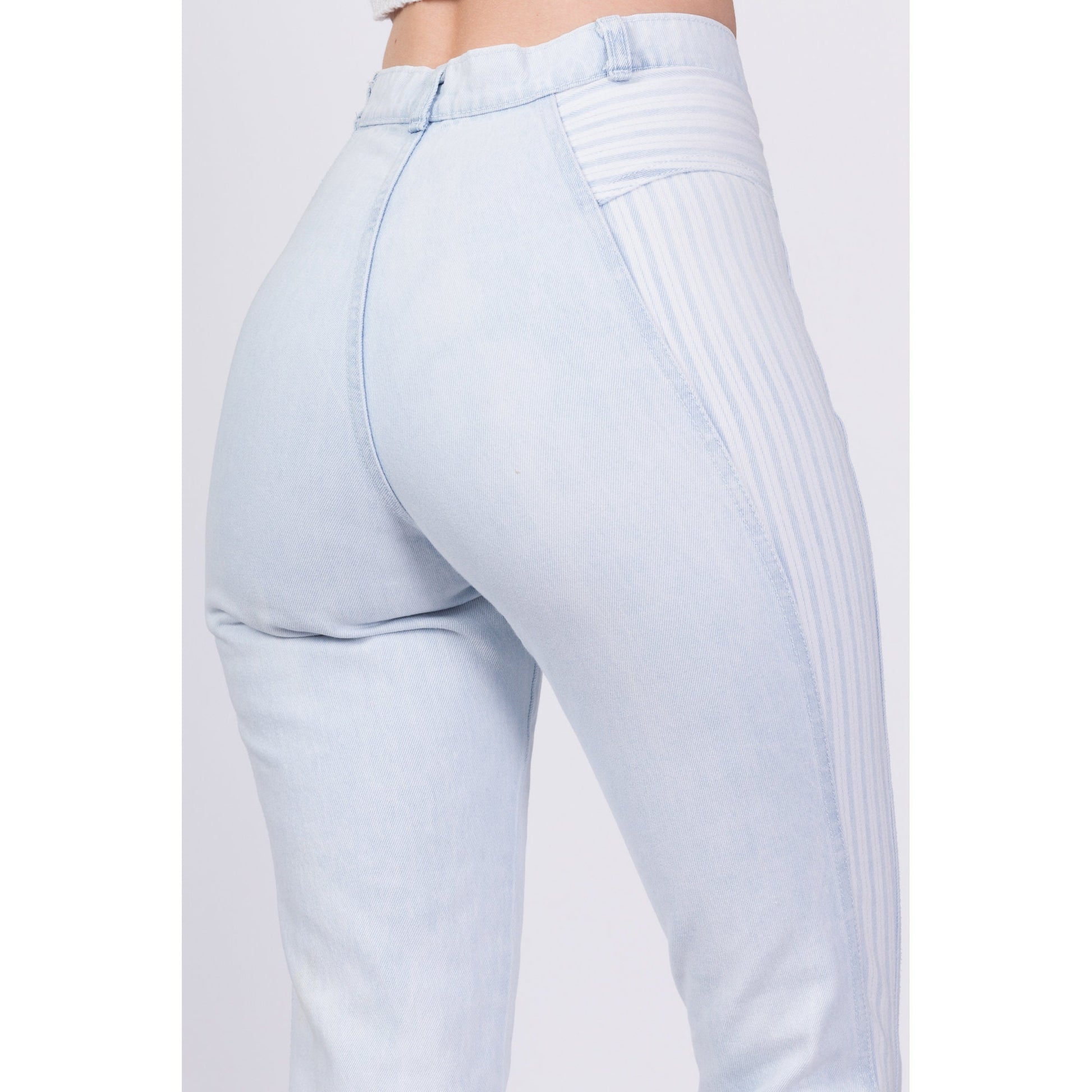 80s High Waist Striped Skinny Jeans - Extra Small, 25" 