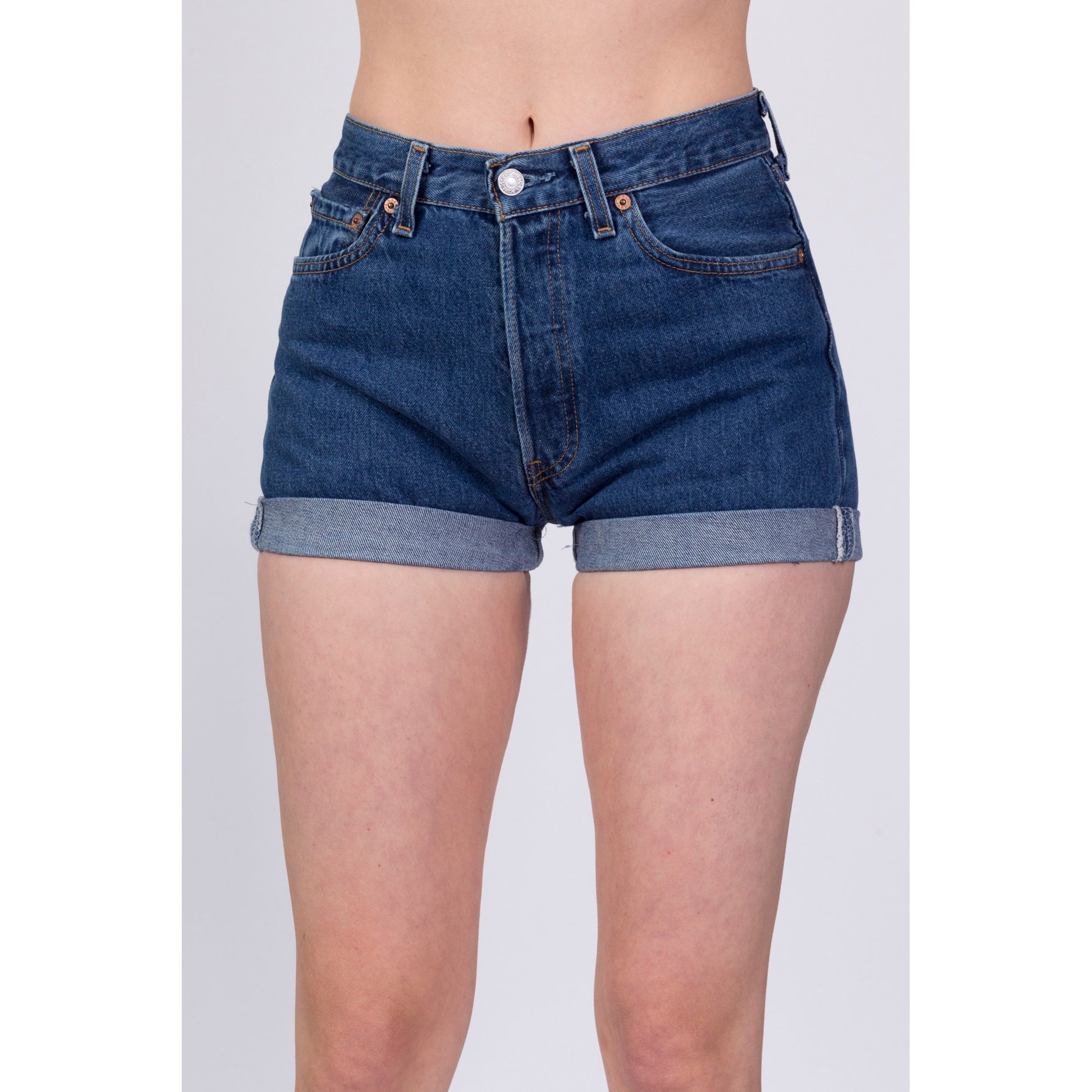 Vintage Levis 501 Cuffed Jean Shorts - Small 