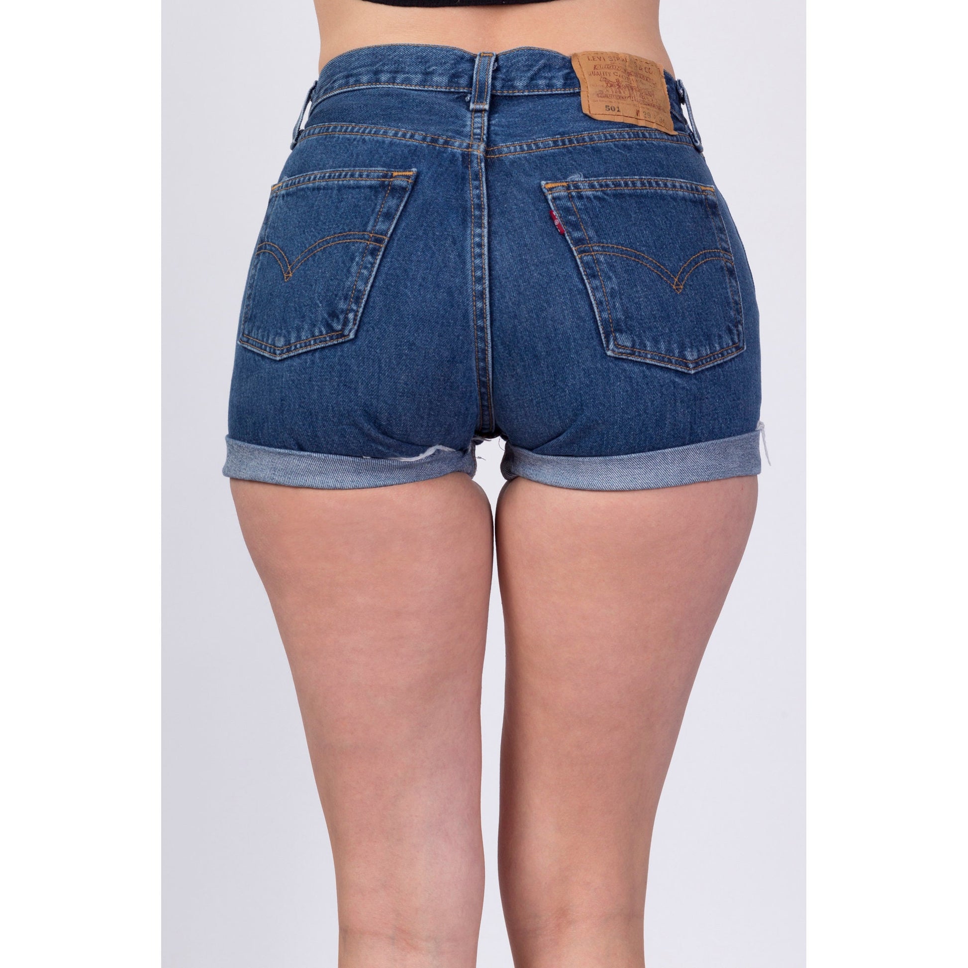 Vintage Levis 501 Cuffed Jean Shorts - Small 