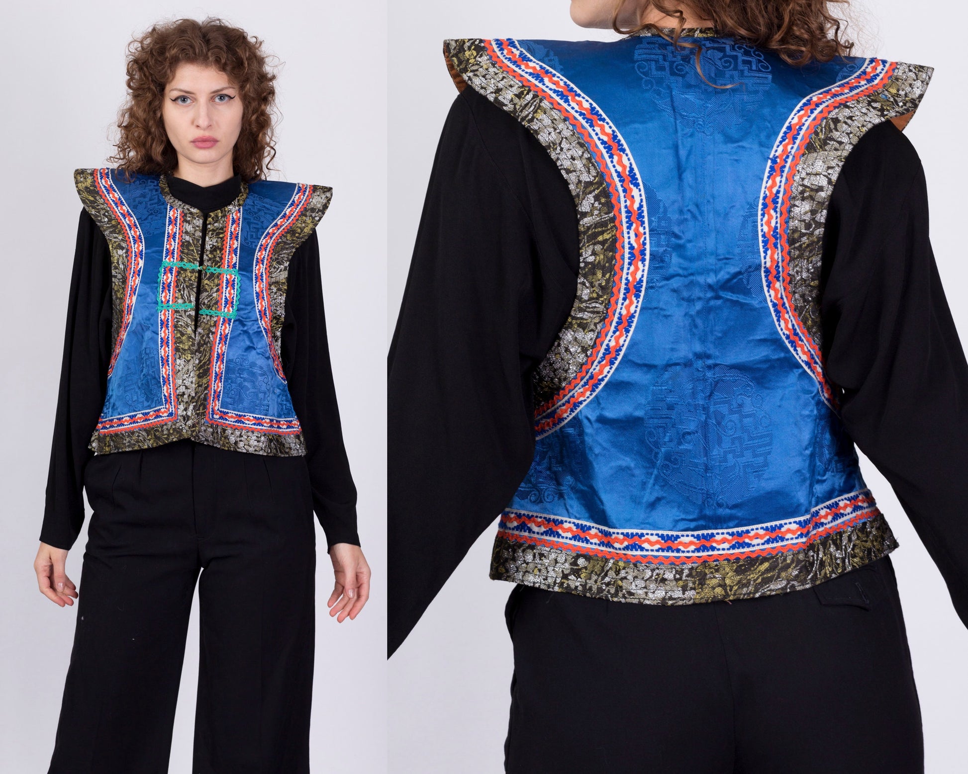 Vintage Chinese Pointed Shoulder Vest - Small to Medium 