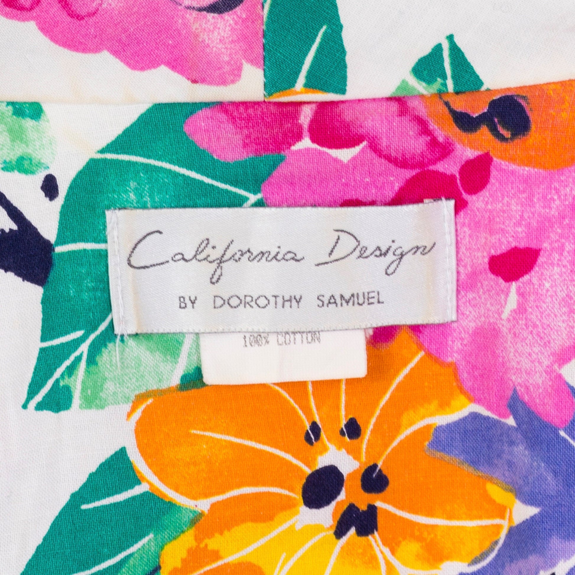 80s Tropical Floral Belted Shirtdress - Small 