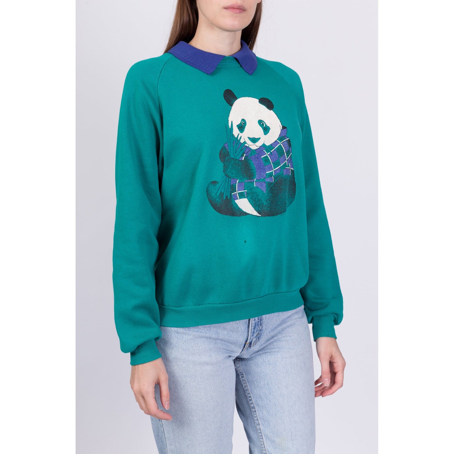 90s Panda Collared Sweatshirt - Large 