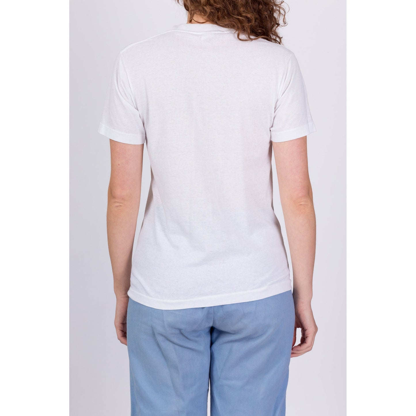90s Plain White Crew Neck Tee - Small to Medium 