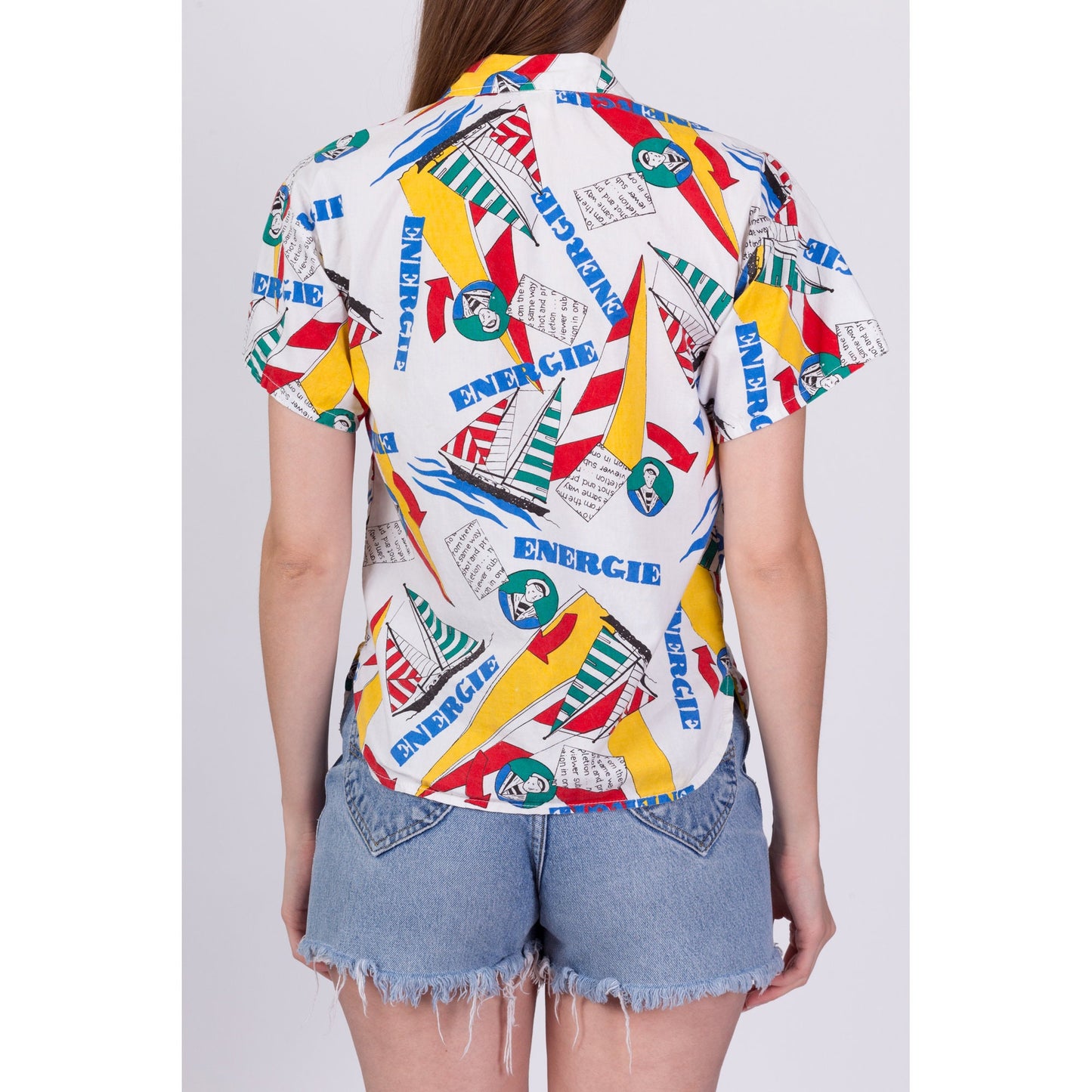 80s Novelty Sailing All-Over Print Shirt - Small 
