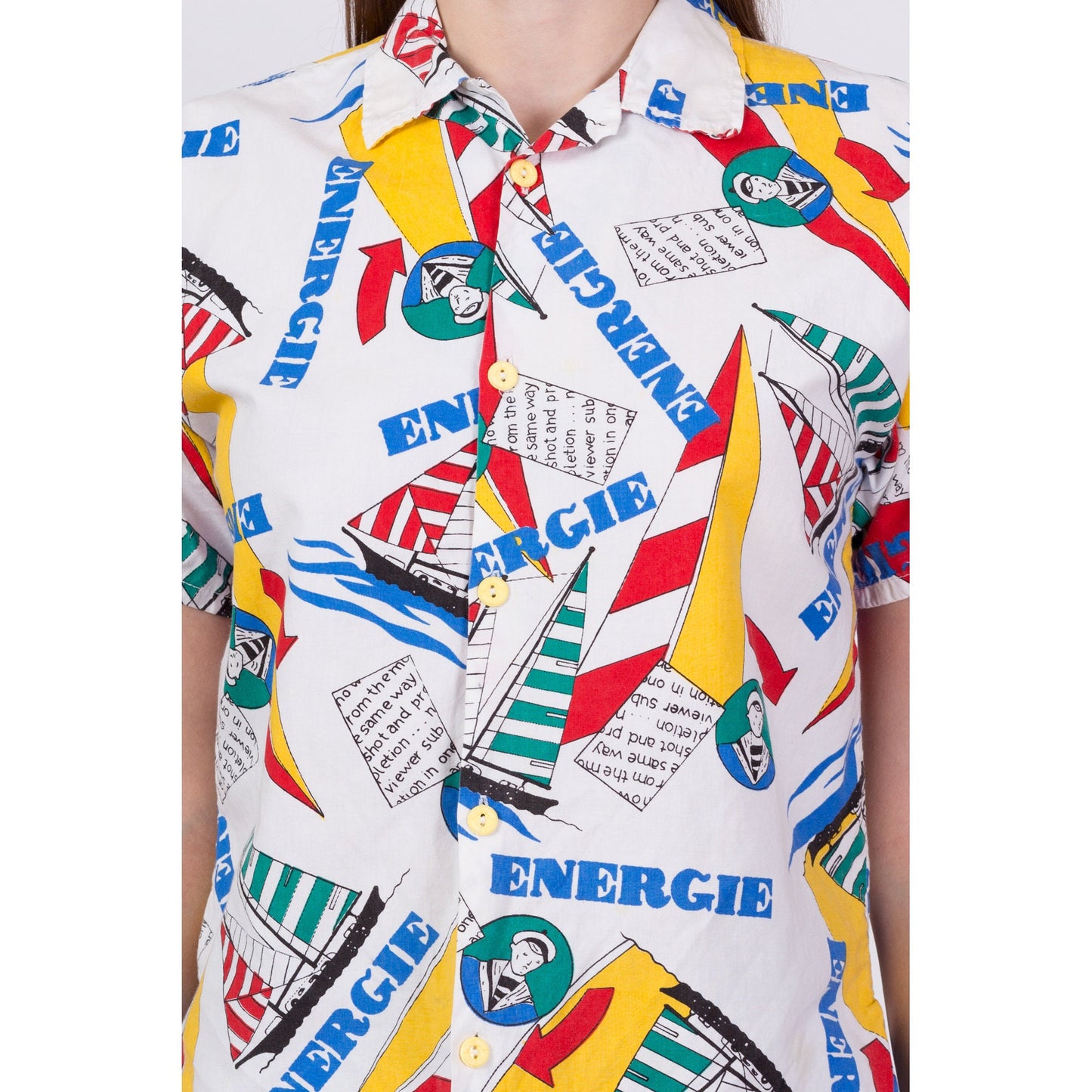 80s Novelty Sailing All-Over Print Shirt - Small 