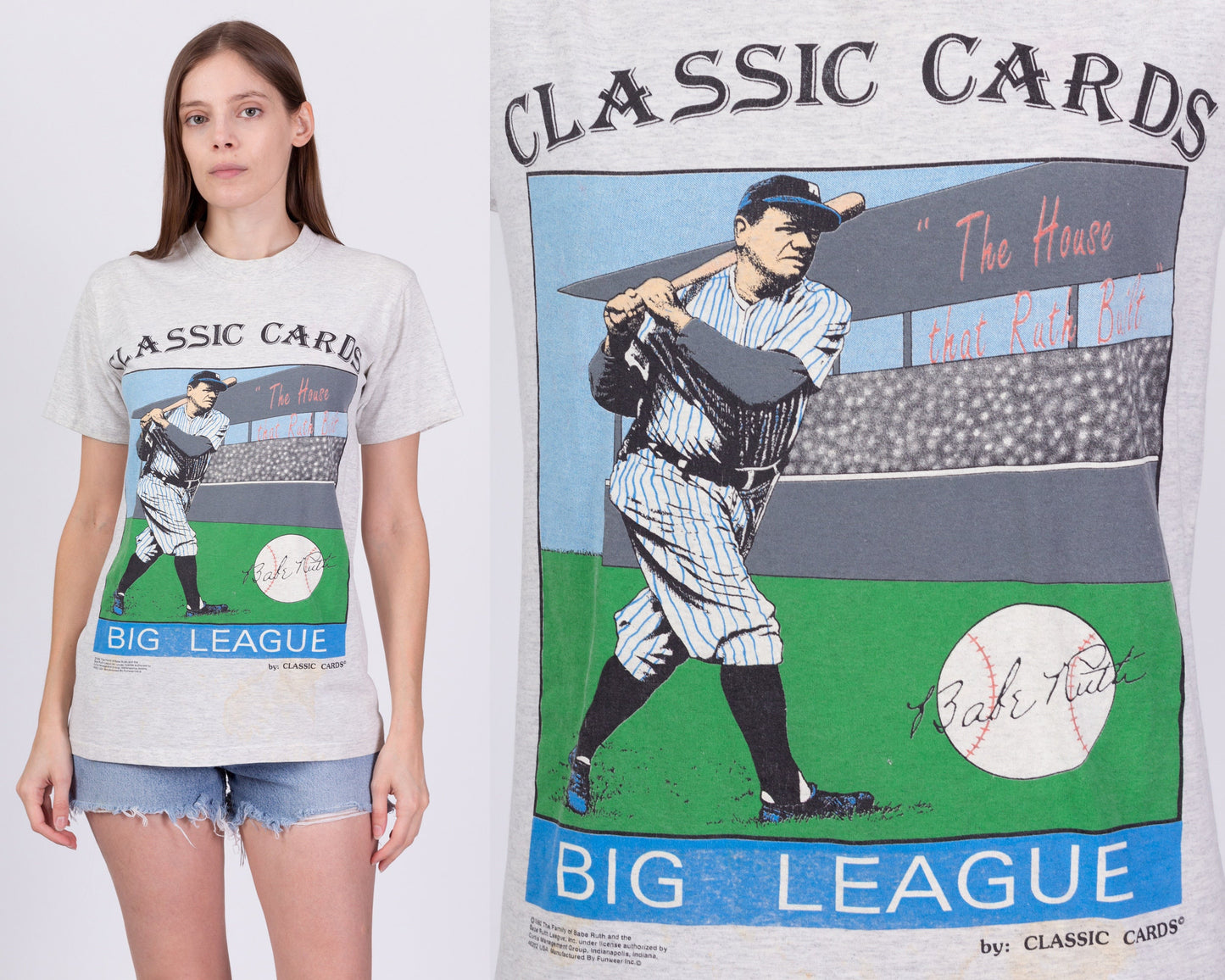 90s Babe Ruth Baseball Classic Cards T Shirt - Unisex Medium 