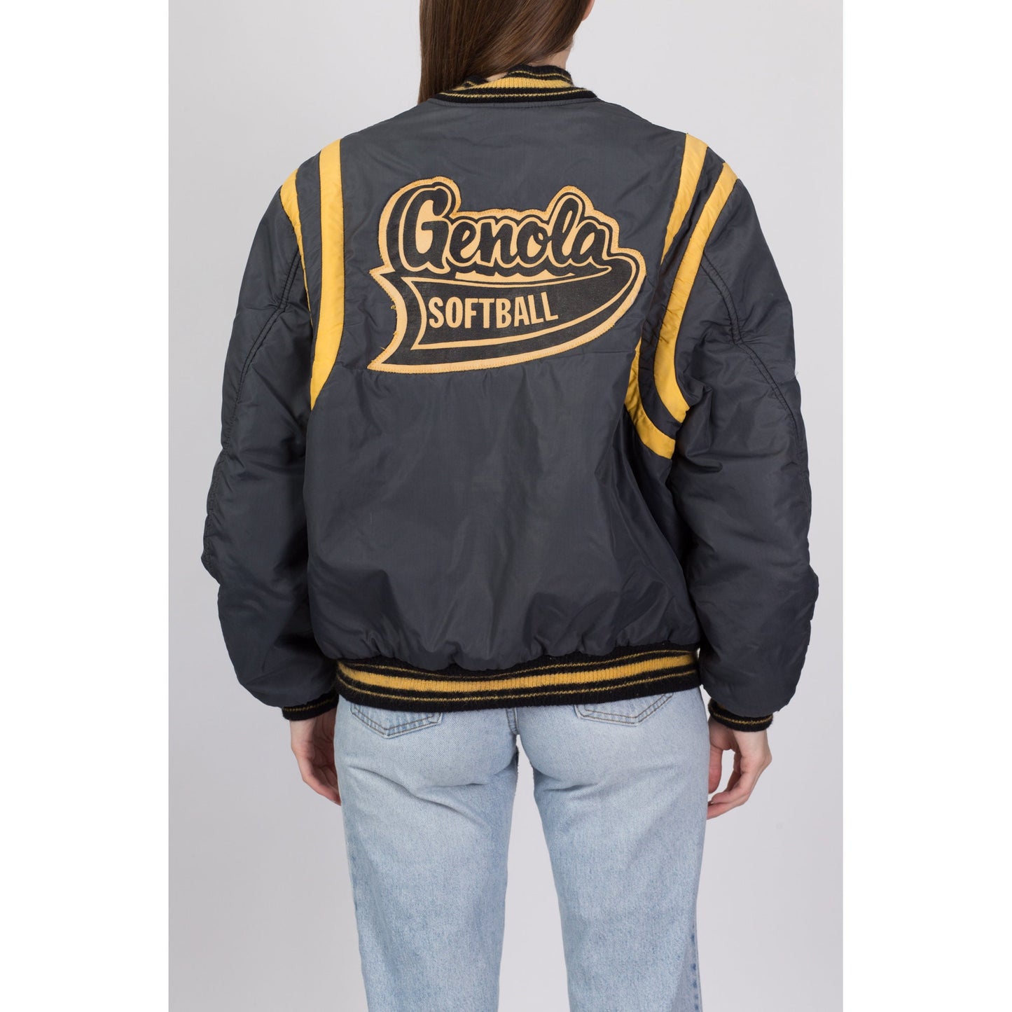 80s Genola Softball Varsity Bomber Jacket - Men's Medium, Women's Large 