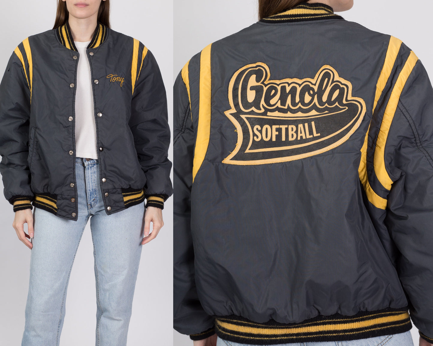 80s Genola Softball Varsity Bomber Jacket - Men's Medium, Women's Large 
