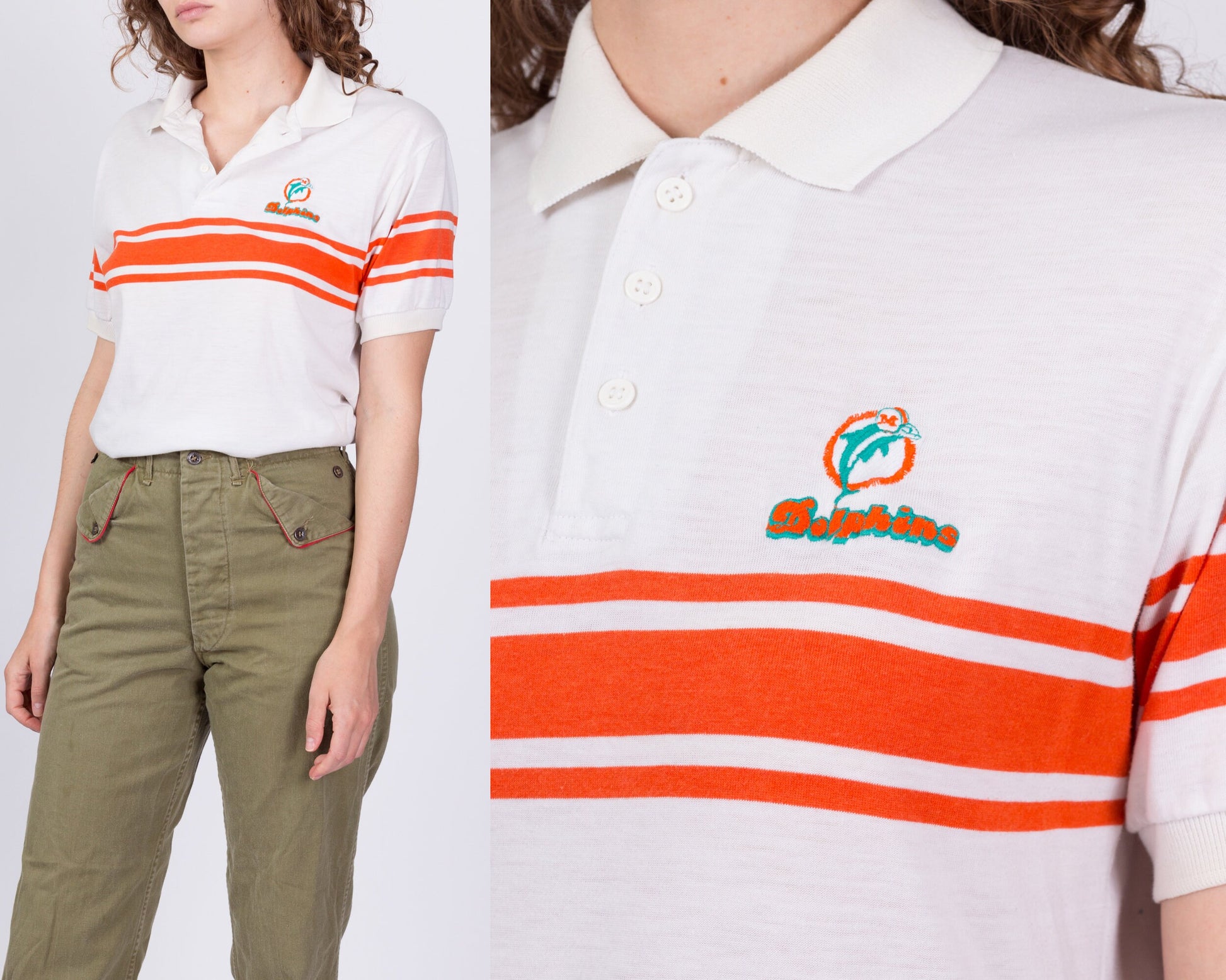 80s Miami Dolphins Polo Shirt - Men's Small, Women's Medium 