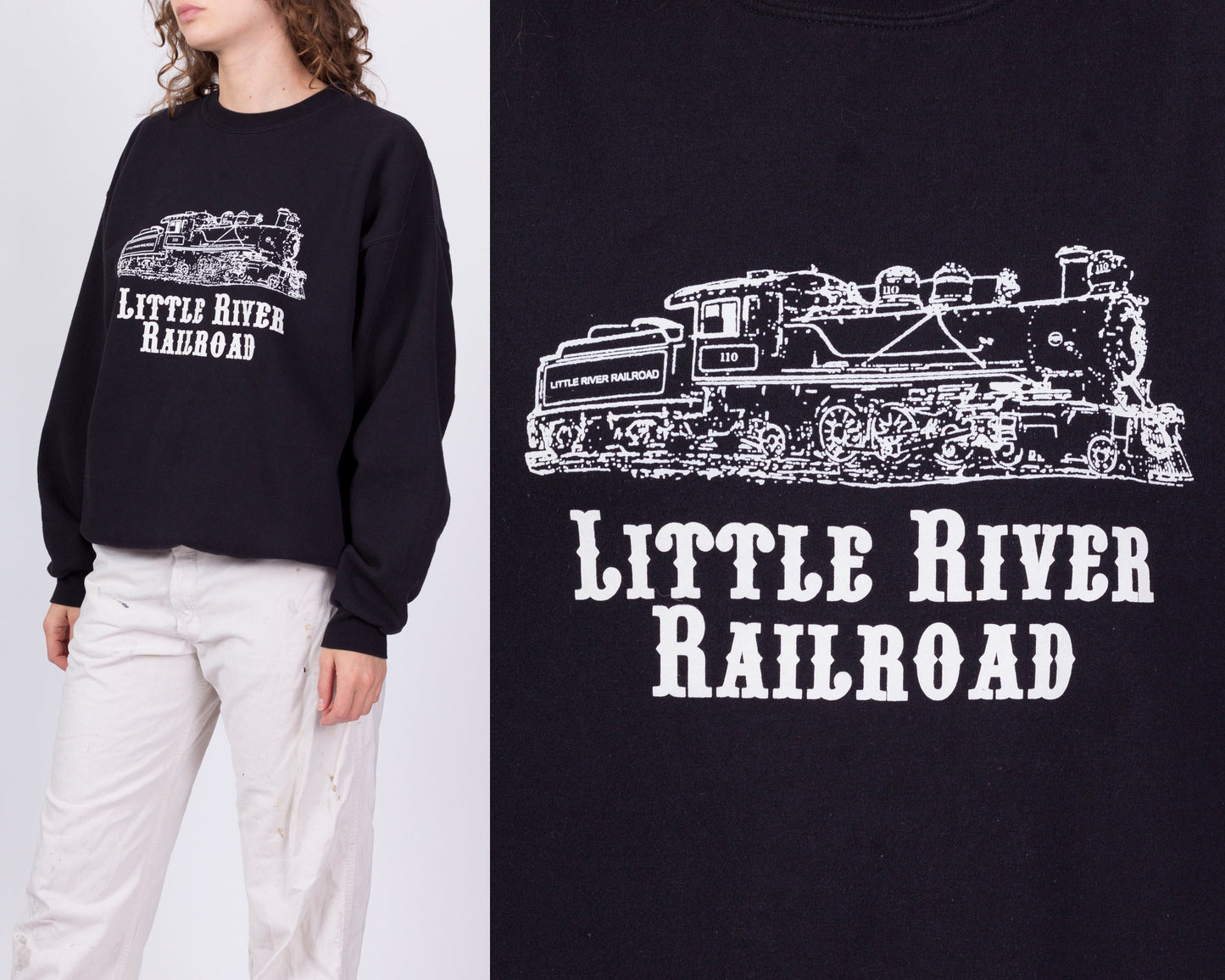 90s Little River Railroad Train Graphic Sweatshirt - Men's Large, Women's XL 