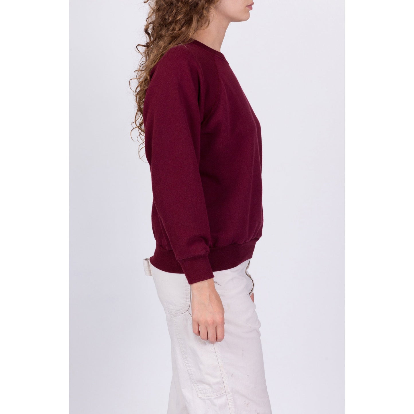 80s Maroon Soft Raglan Sweatshirt - Men's Medium Short, Women's Large 