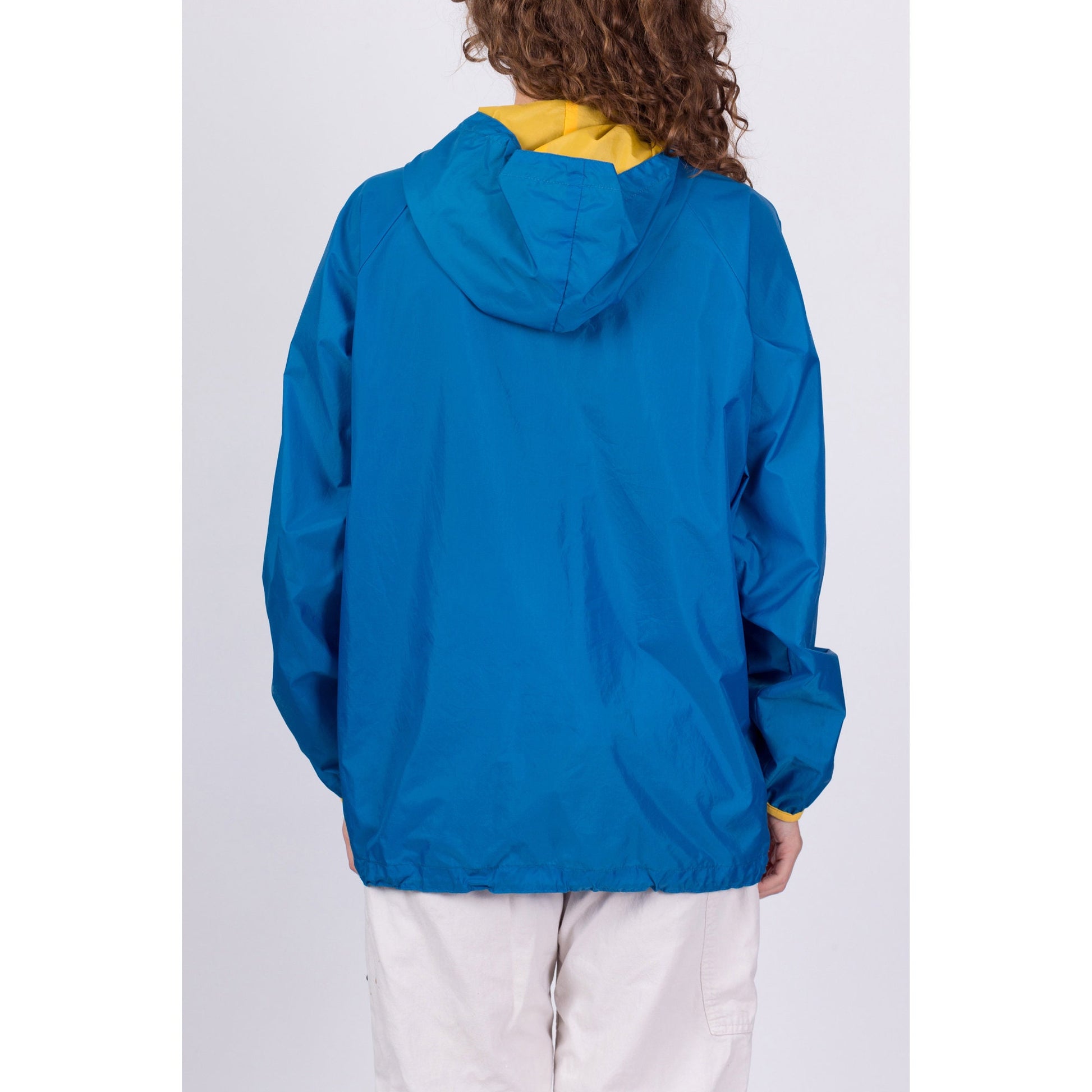 90s Blue Hooded Anorak Pullover Windbreaker - Men's Medium 