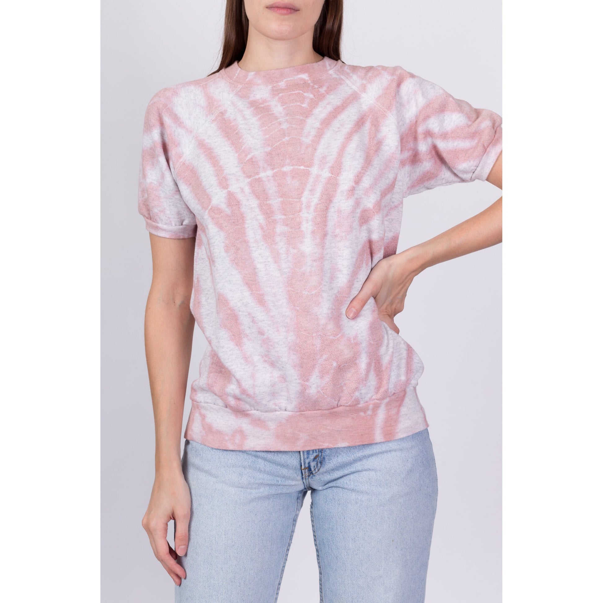 90s Pink Tie Dye Sweatshirt Top - Small to Medium 