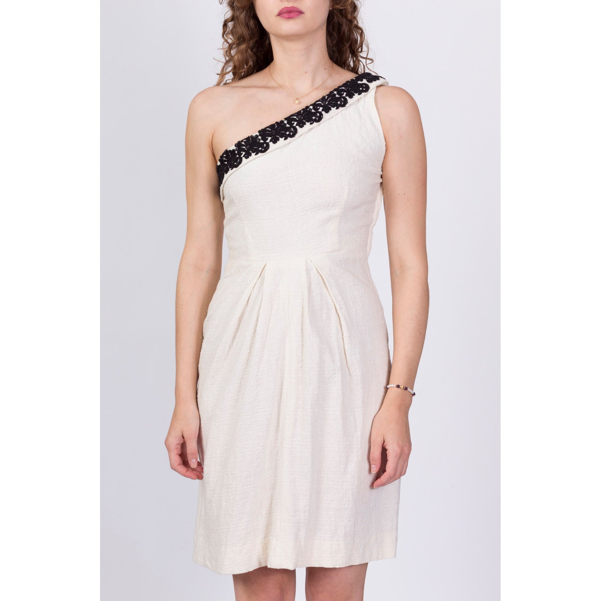 1950s One Shoulder Mini Dress - Small 