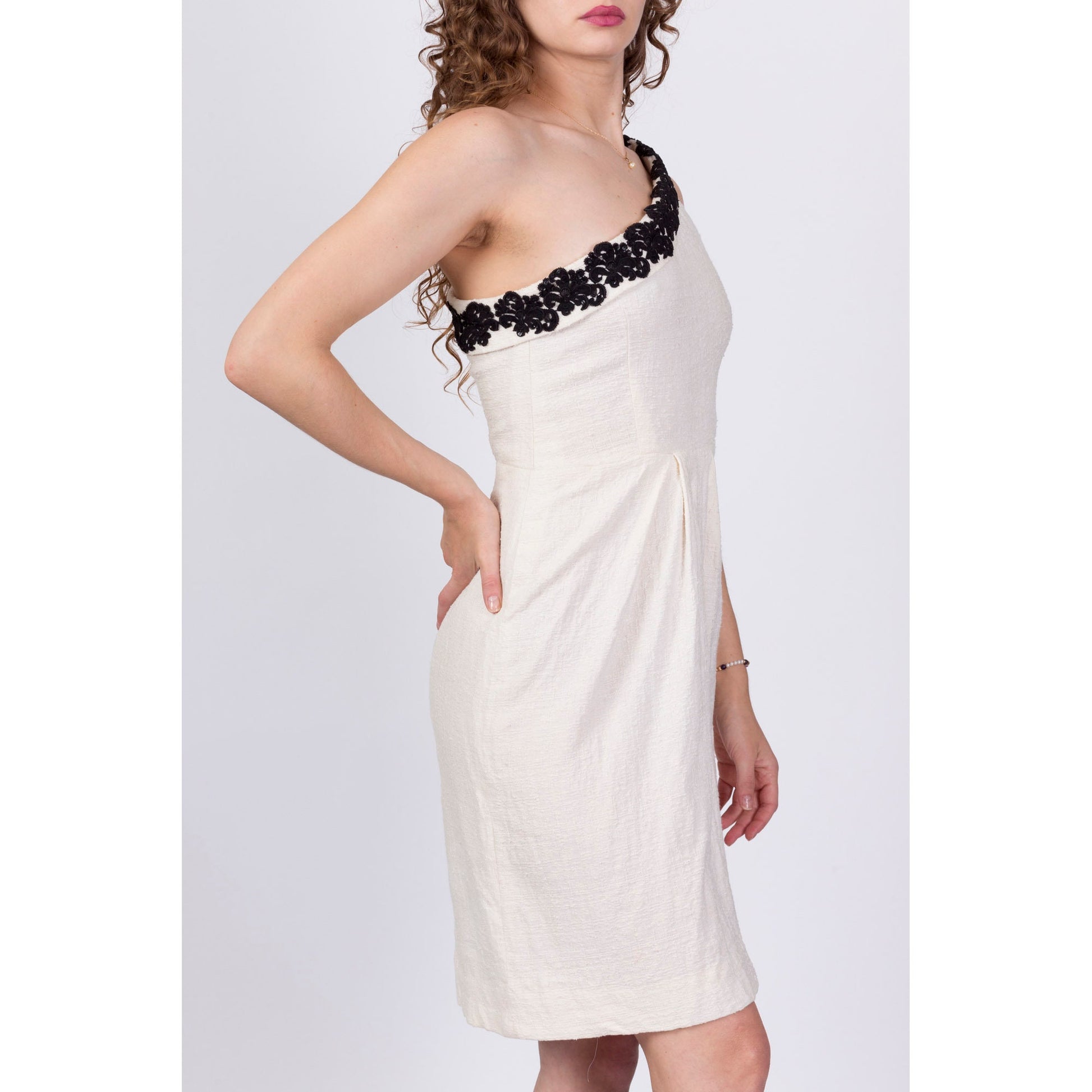 1950s One Shoulder Mini Dress - Small 