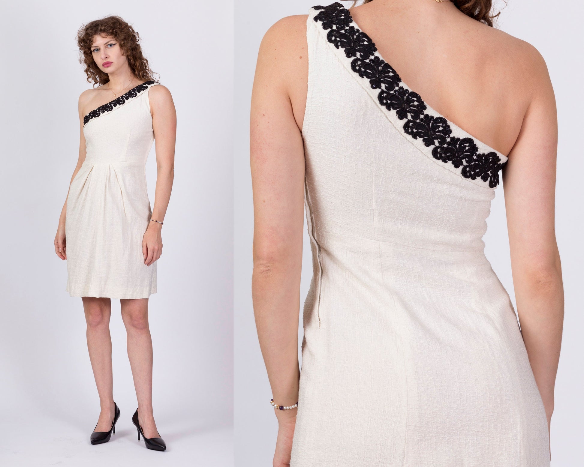 1950s One Shoulder Mini Dress - Small 