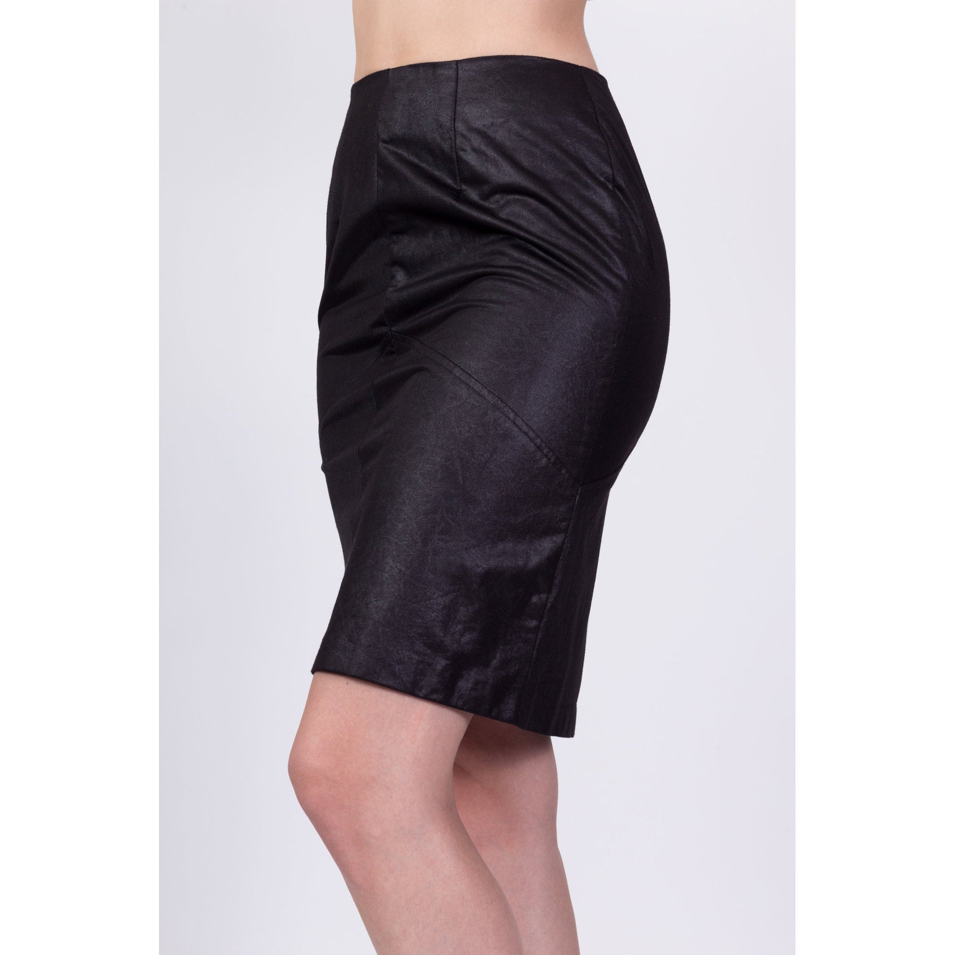 90s Black Mini Pencil Skirt - Extra Small, 24" 