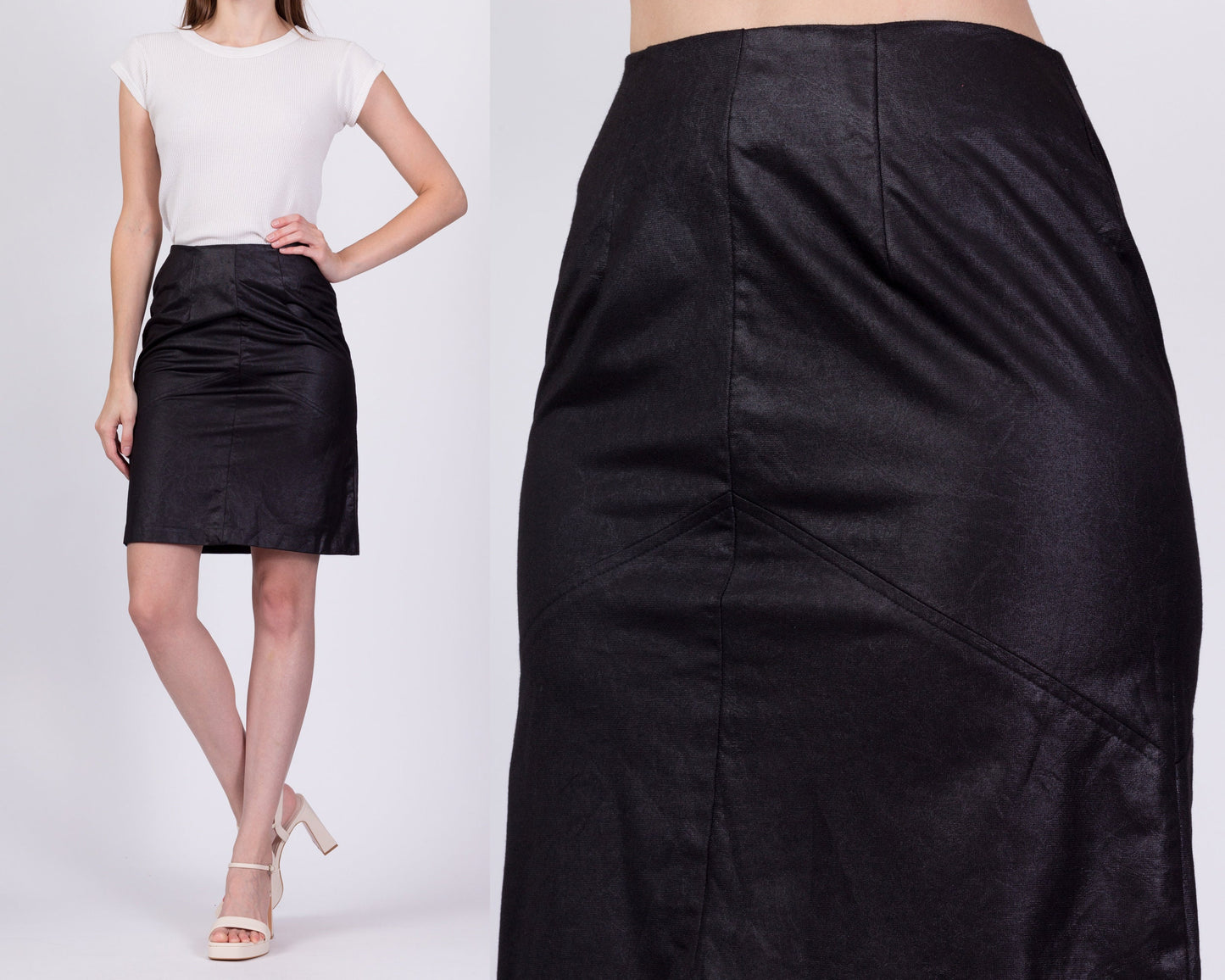 90s Black Mini Pencil Skirt - Extra Small, 24" 