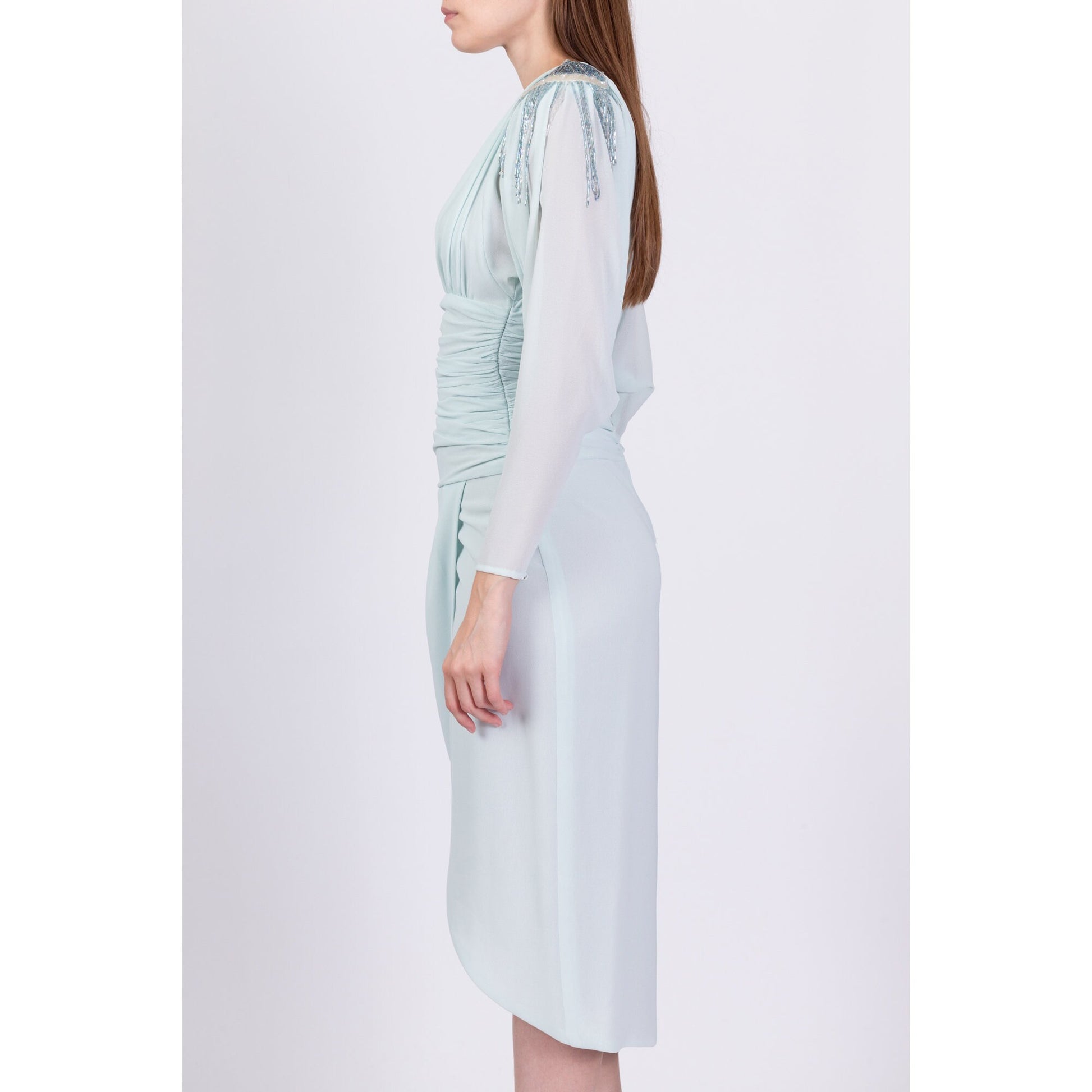 Vintage 80s Casadei Beaded Cocktail Dress - Extra Small 