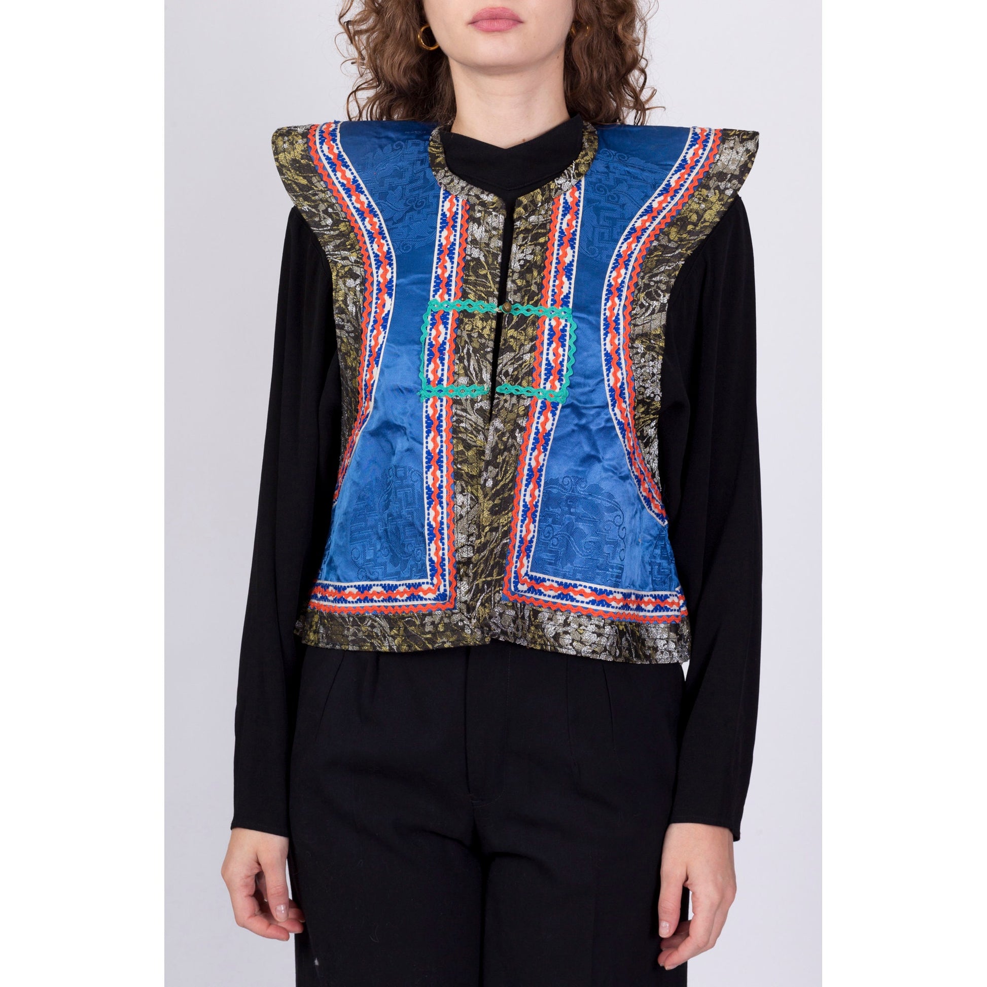 Vintage Chinese Pointed Shoulder Vest - Small to Medium 