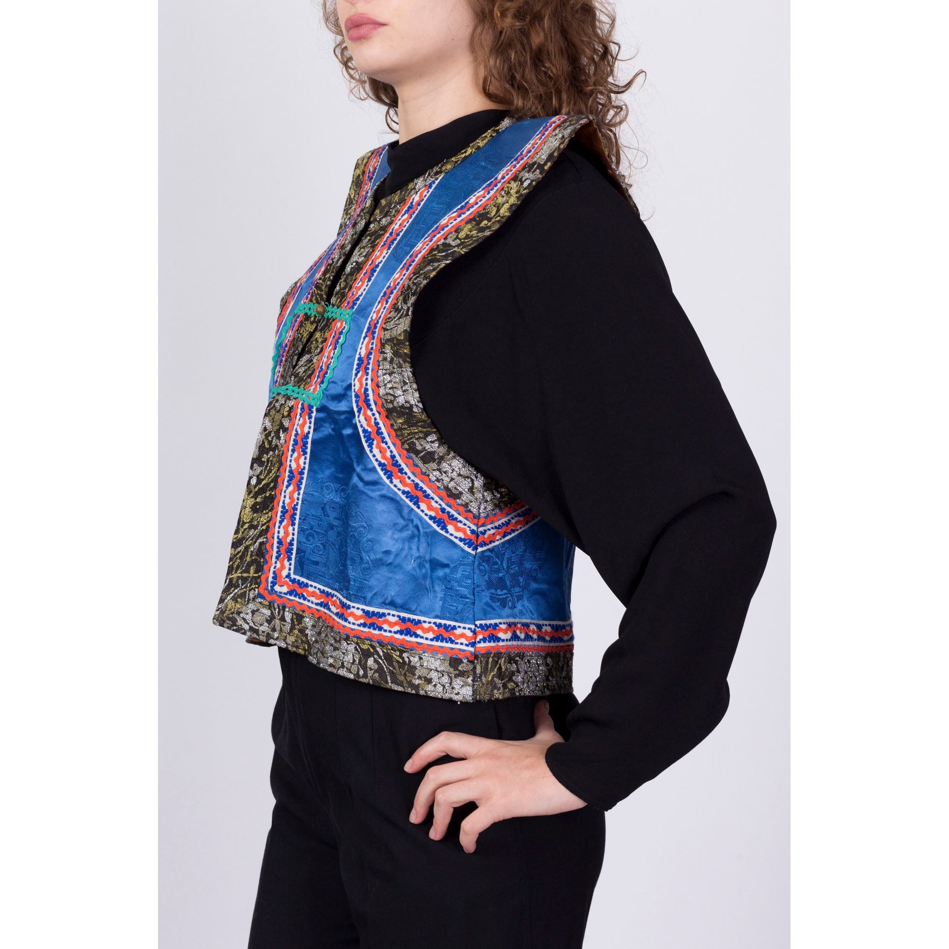 Vintage Chinese Pointed Shoulder Vest - Small to Medium 