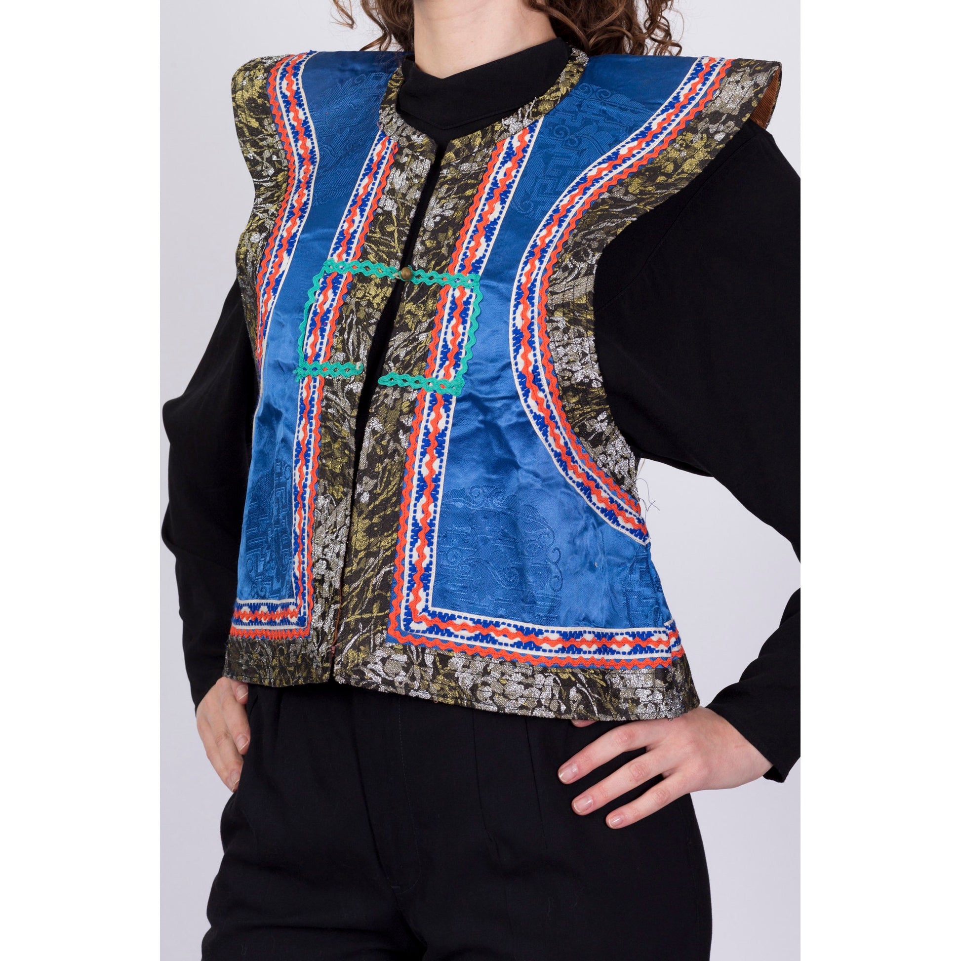 Vintage Chinese Pointed Shoulder Vest - Small to Medium 
