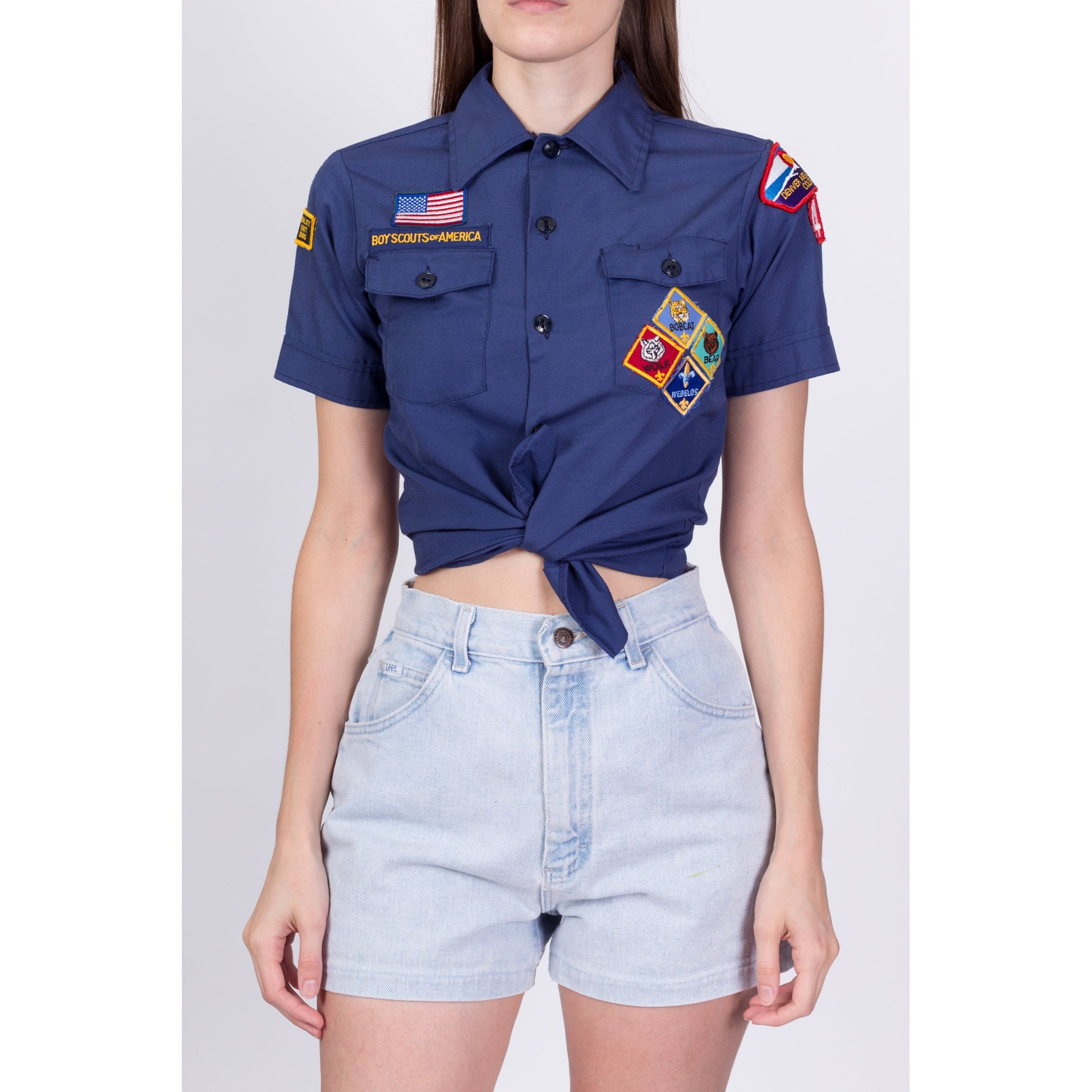 80s Boy Scouts Uniform Shirt - Petite XS 