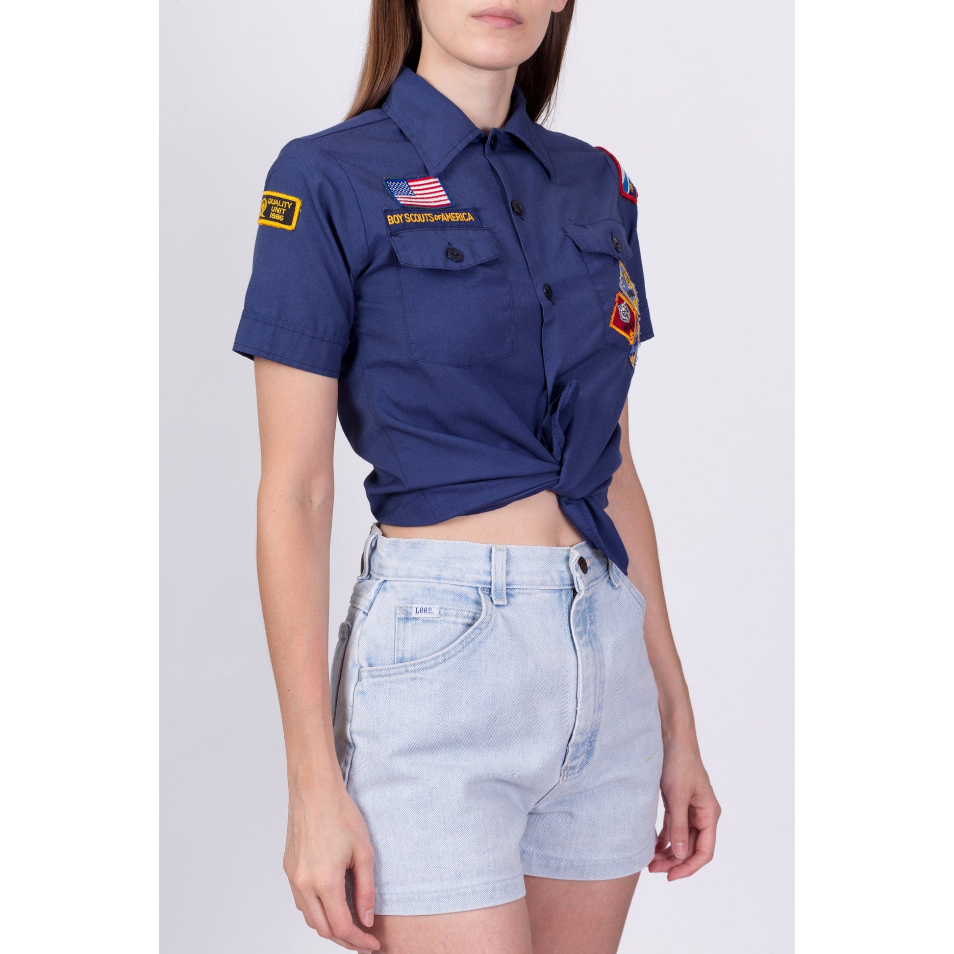80s Boy Scouts Uniform Shirt - Petite XS 