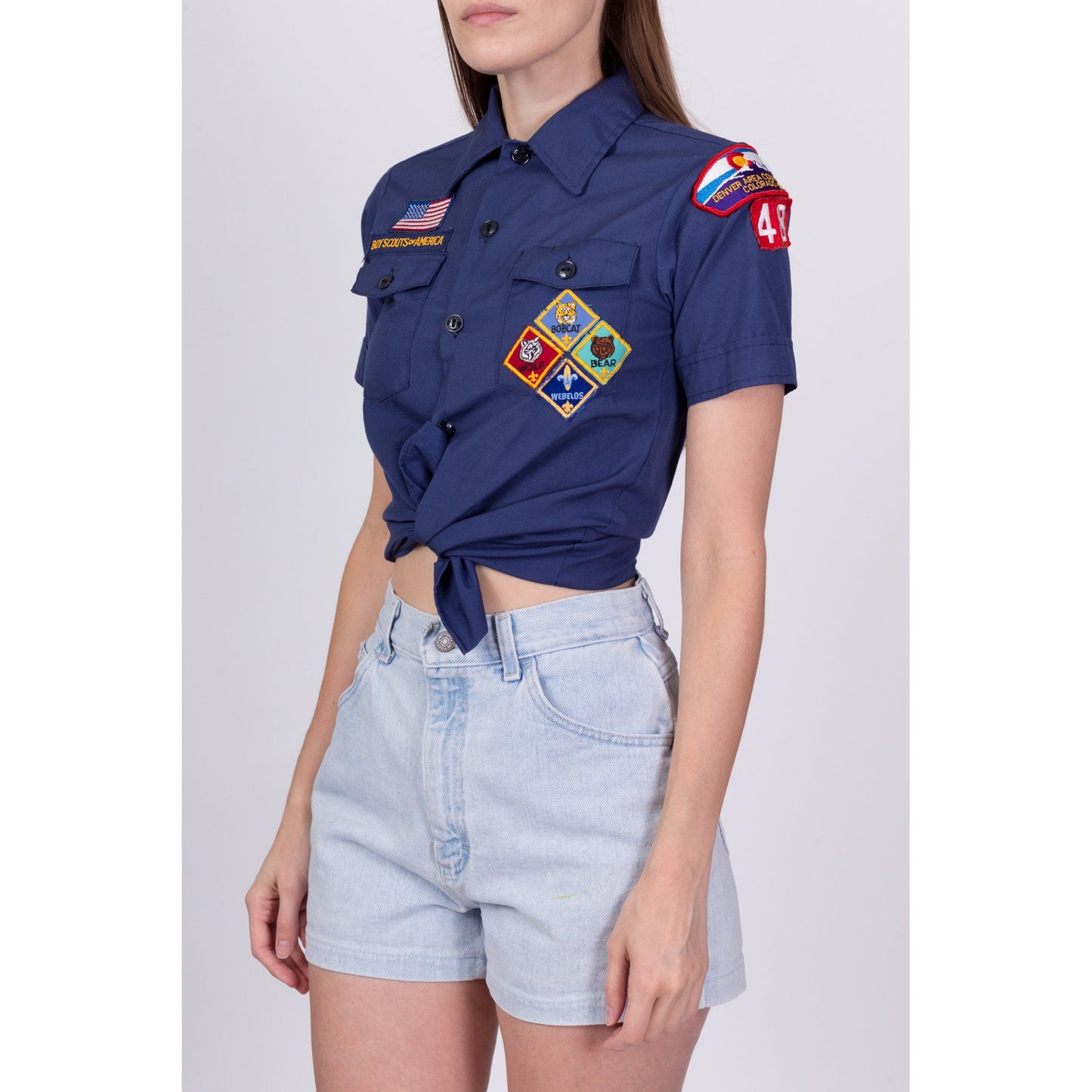 80s Boy Scouts Uniform Shirt - Petite XS 