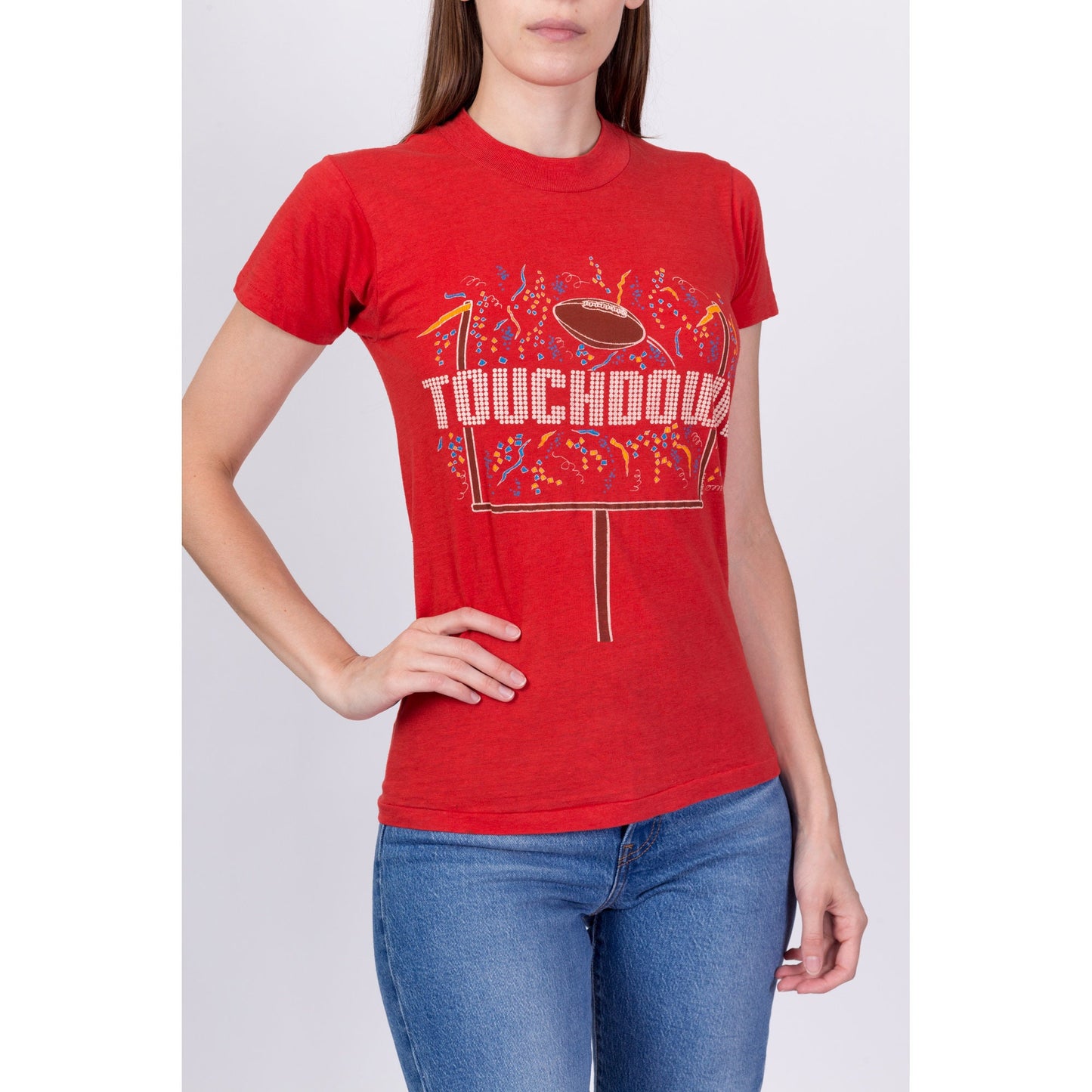 80s "Touchdown!" Football T Shirt - Small 