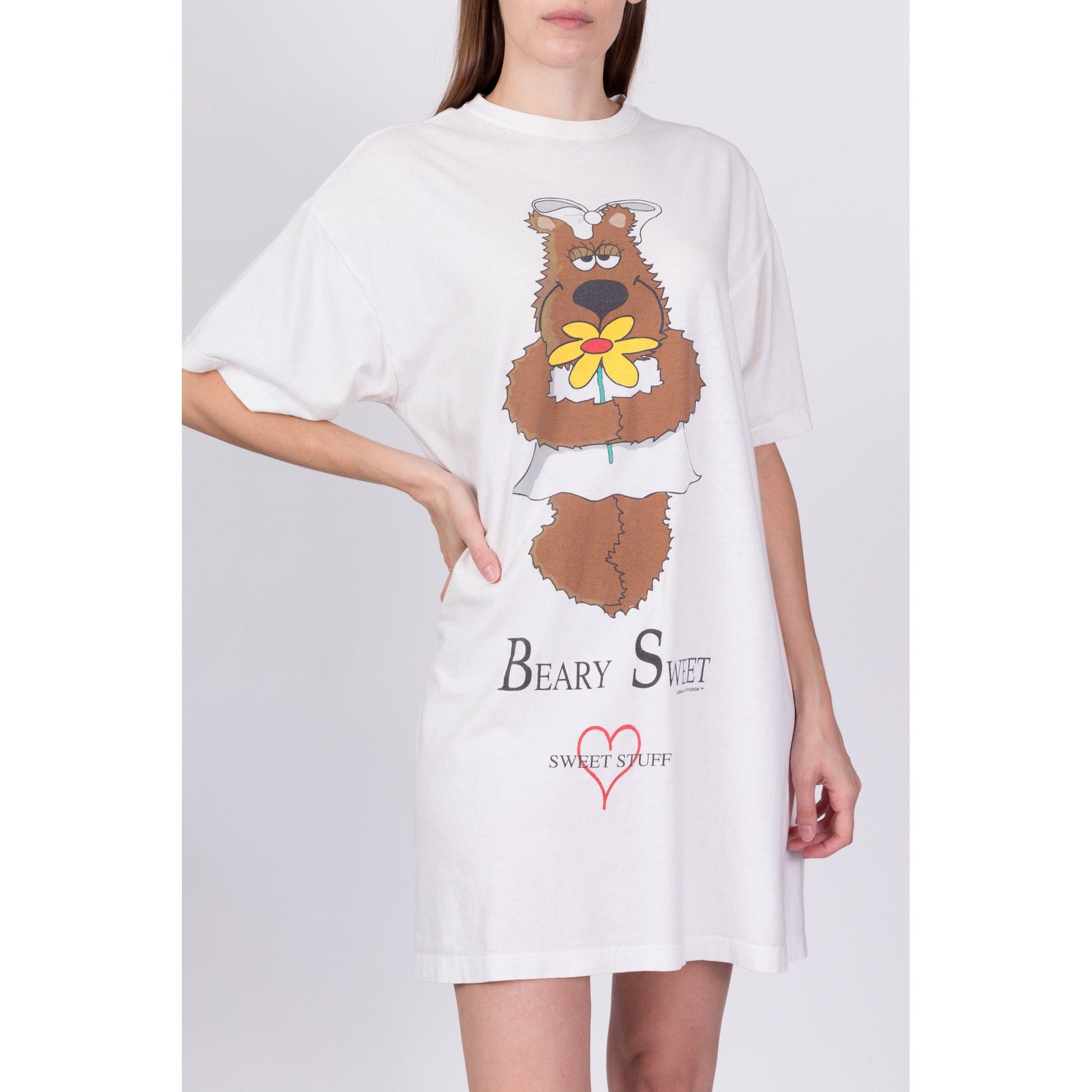 90s "Beary Sweet" Pajama Mini Dress - One Size 