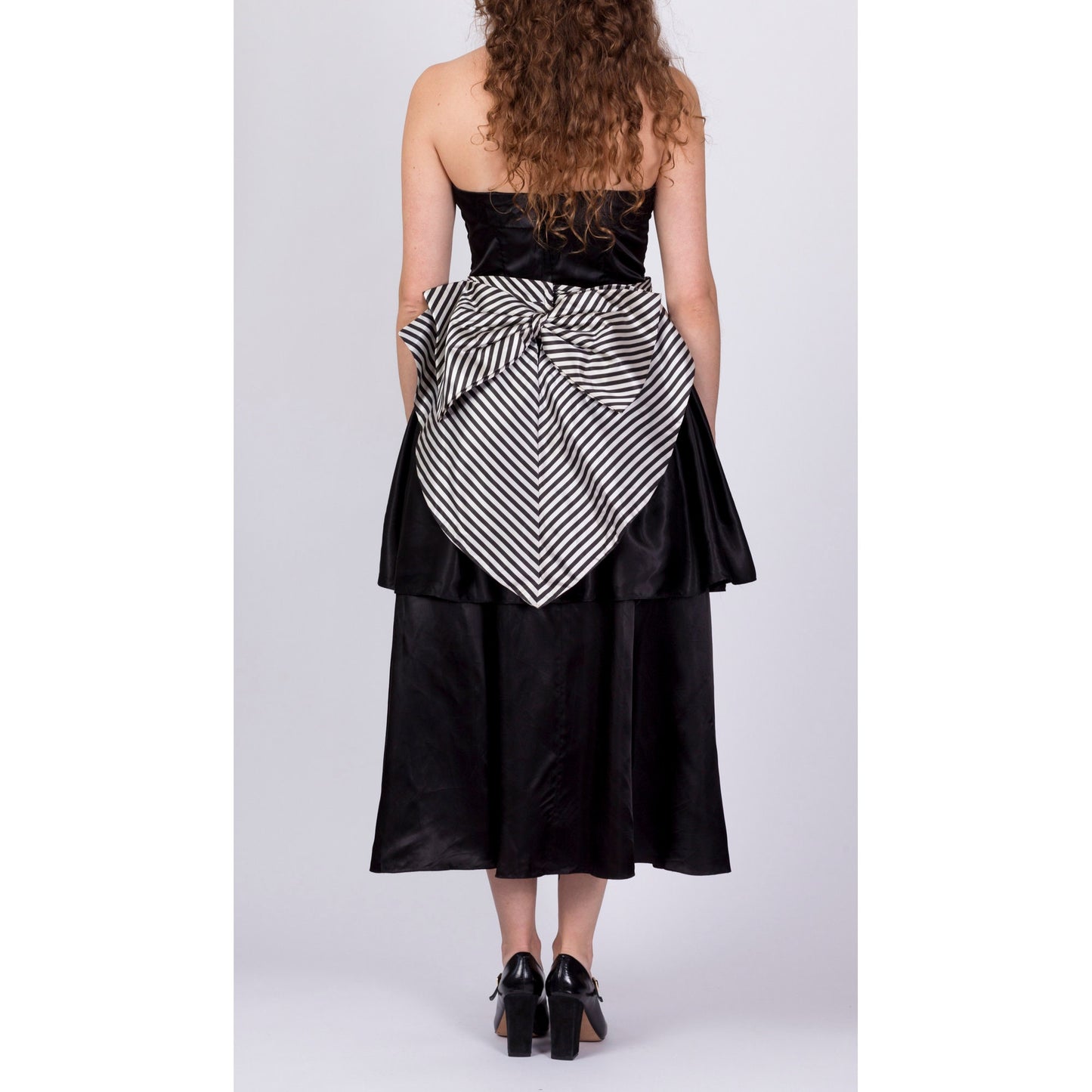 Vintage Gunne Sax Strapless Striped Satin Party Dress - Medium 