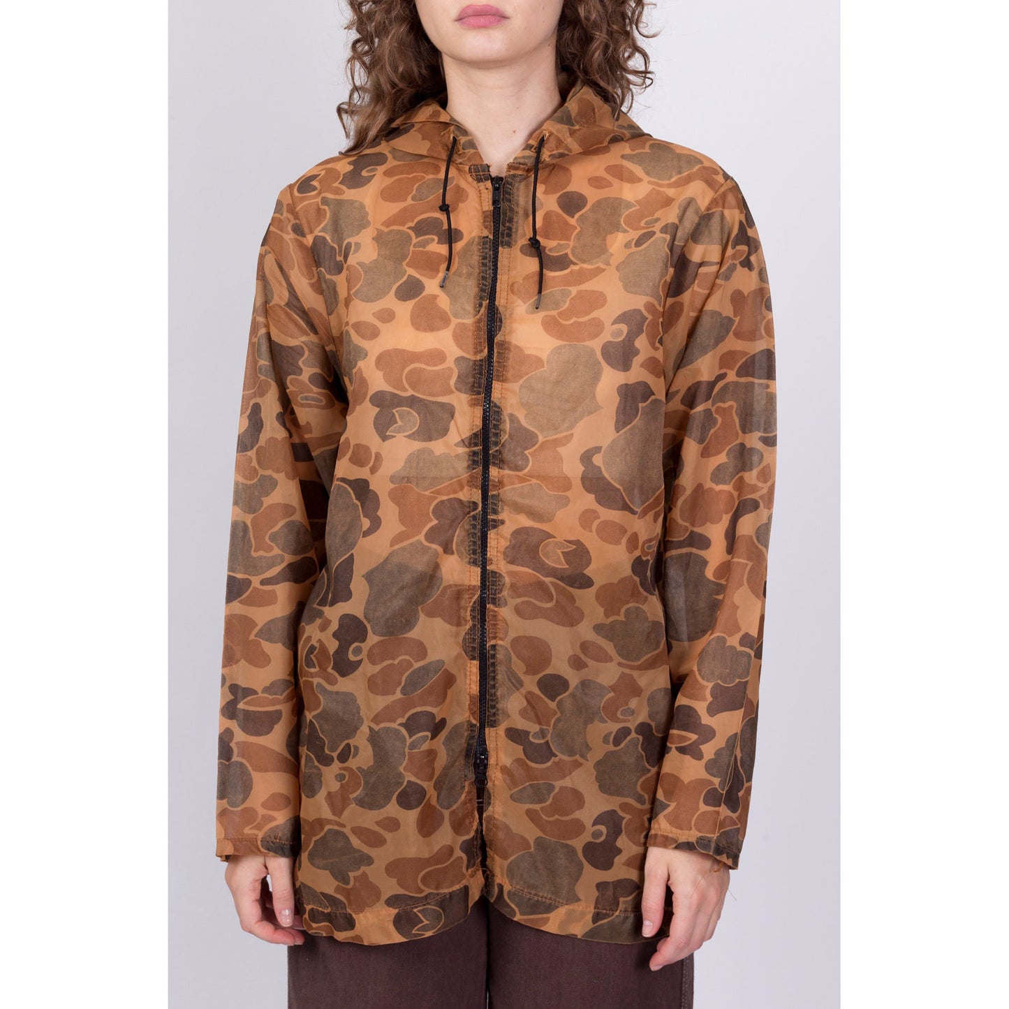 70s 80s SafTbak Sheer Camo Cover Jacket - Men's Medium, Women's Large 
