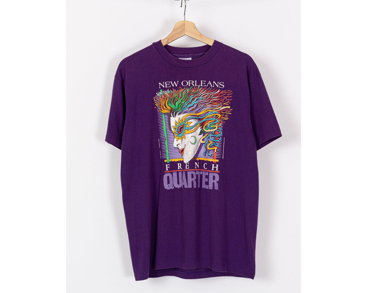 Vintage New Orleans French Quarter Mardi Gras T Shirt - Large 